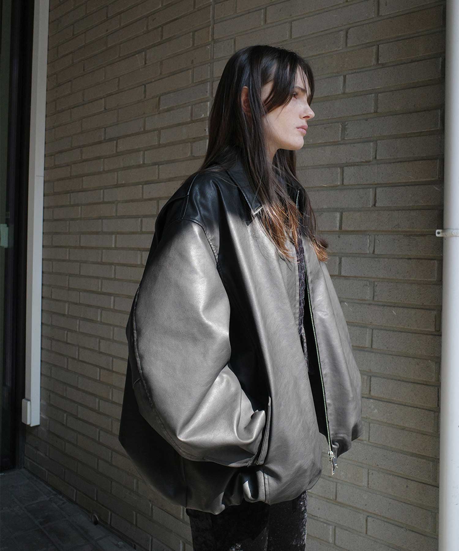 FAKE LEATHER BALLOON JACKET CLANE
