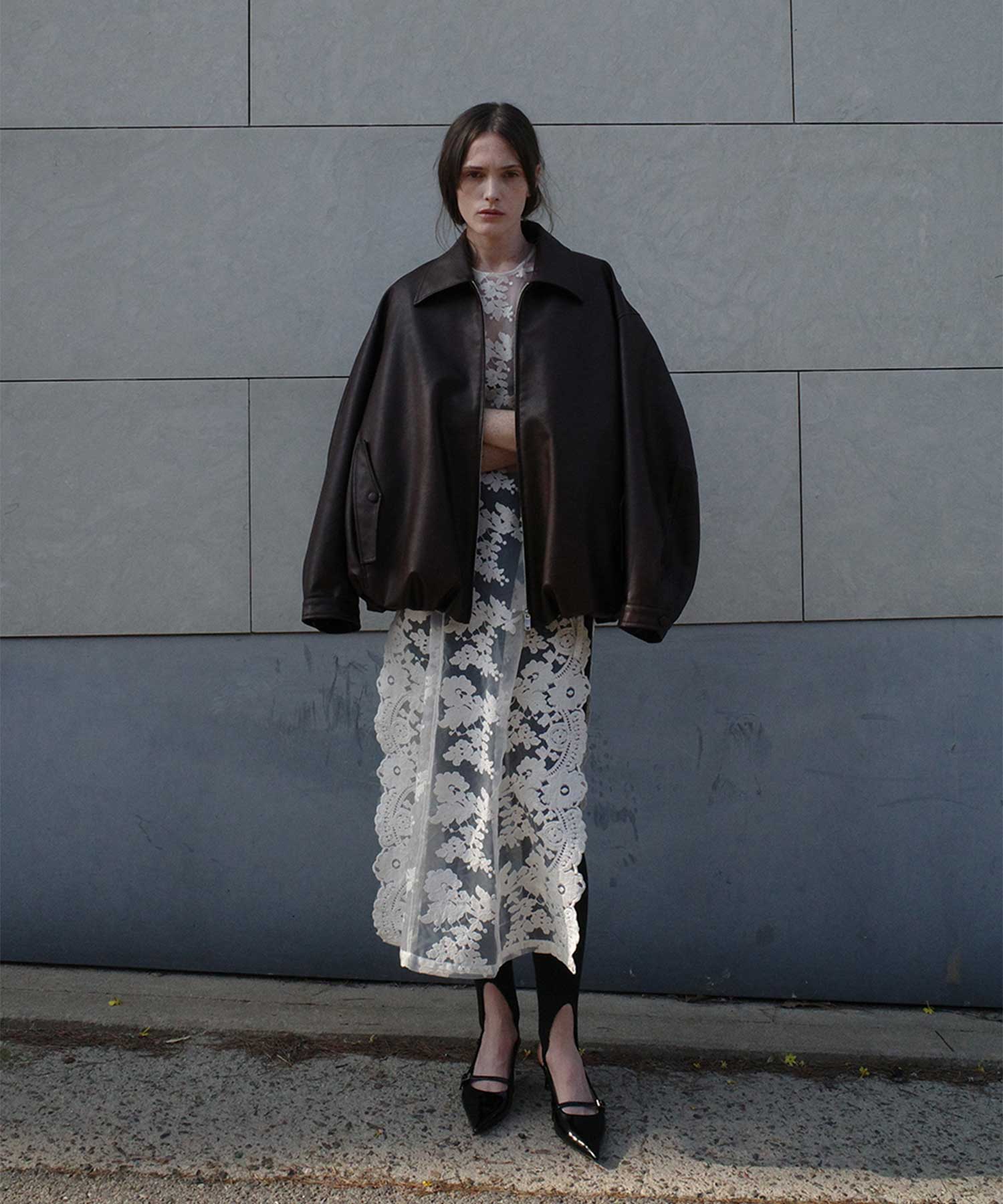 FAKE LEATHER BALLOON JACKET CLANE