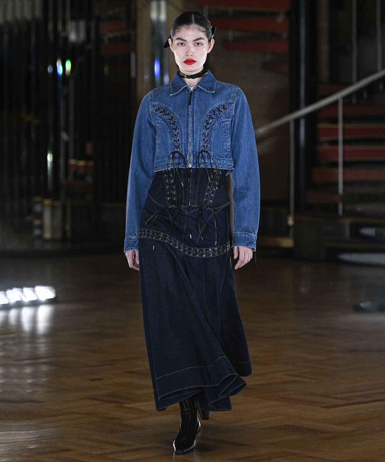Lace up denim jacket FETICO