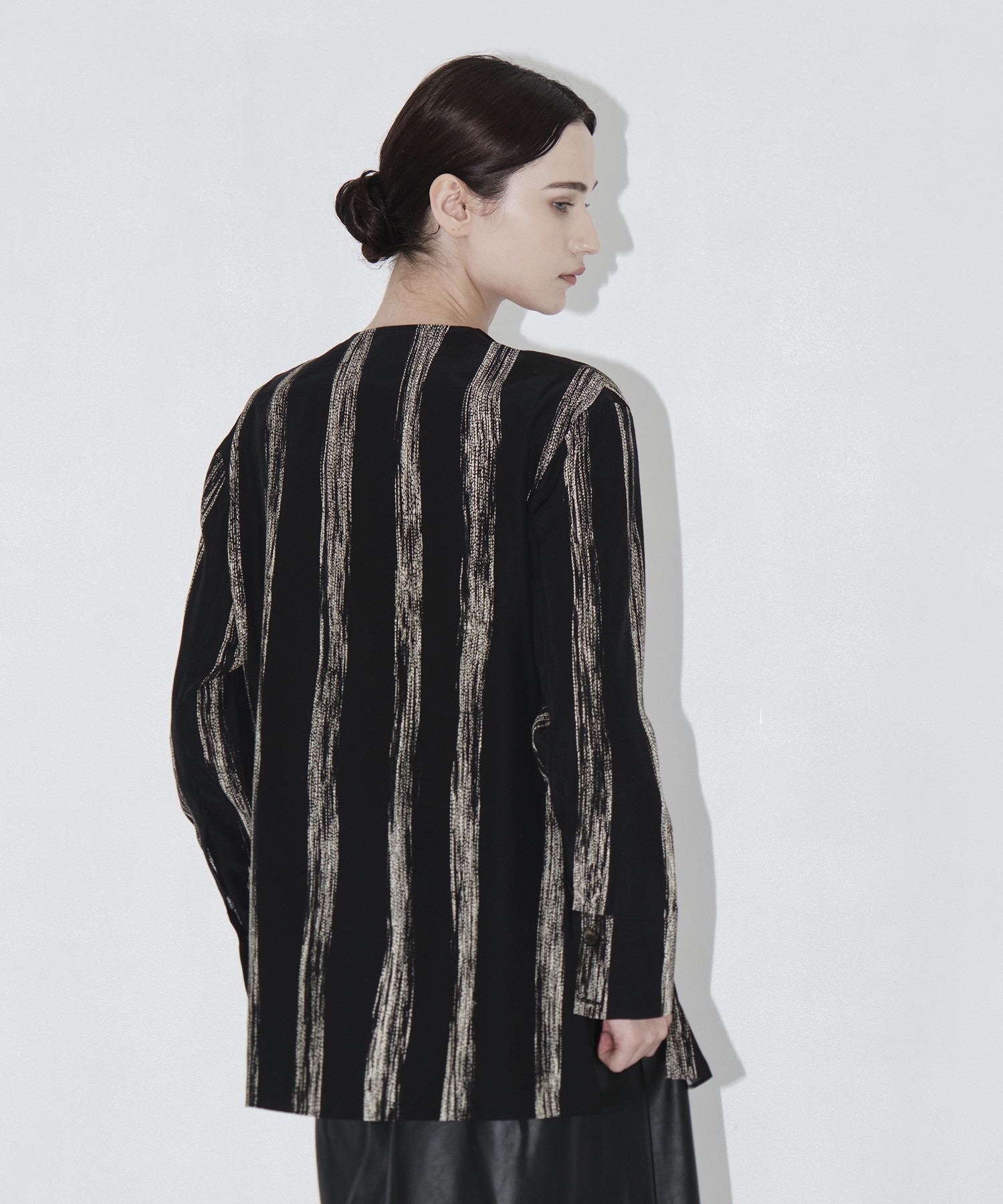 Stitch stripe shirt BK AKIRANAKA