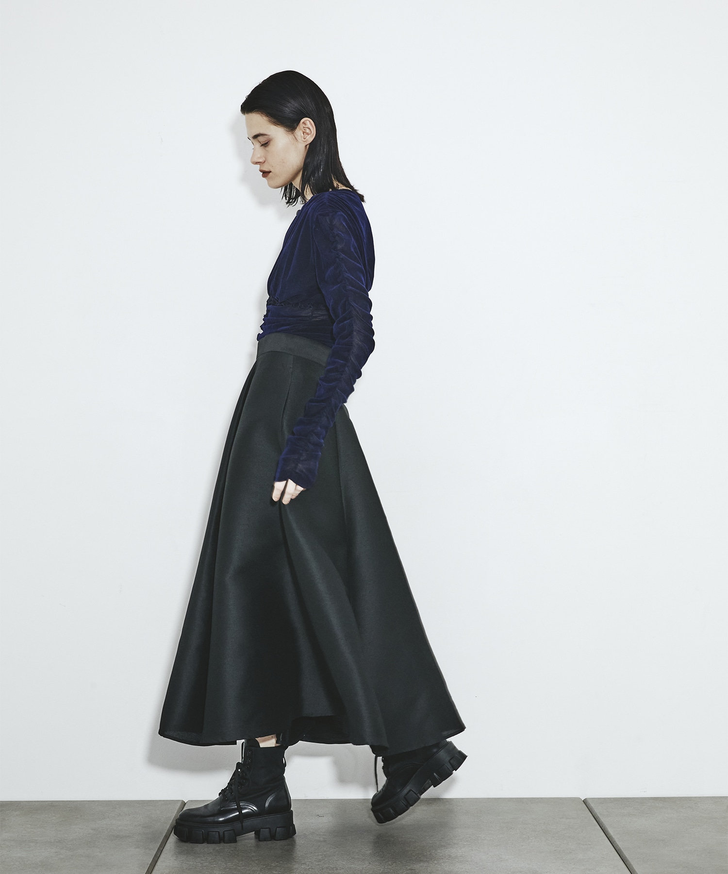 別注 Velvet tulle shirring bodysuit FETICO