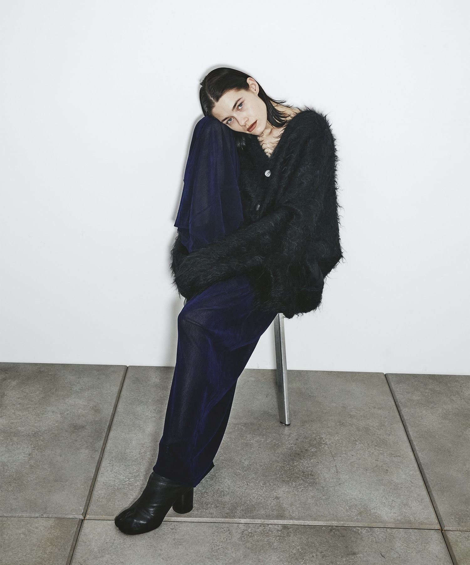 別注 Velvet tulle shirring wide pants FETICO