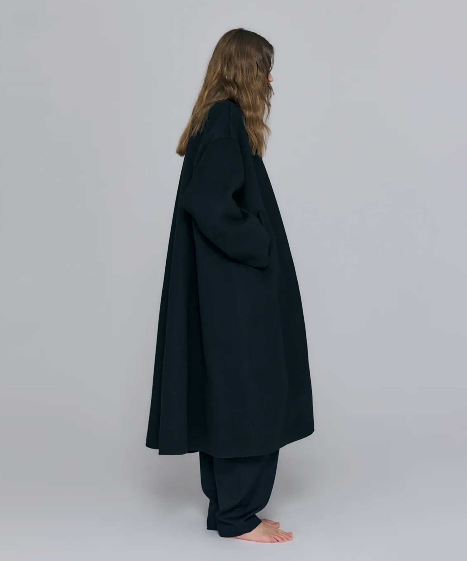 NO-COLLAR FLARE COAT ENFOLD