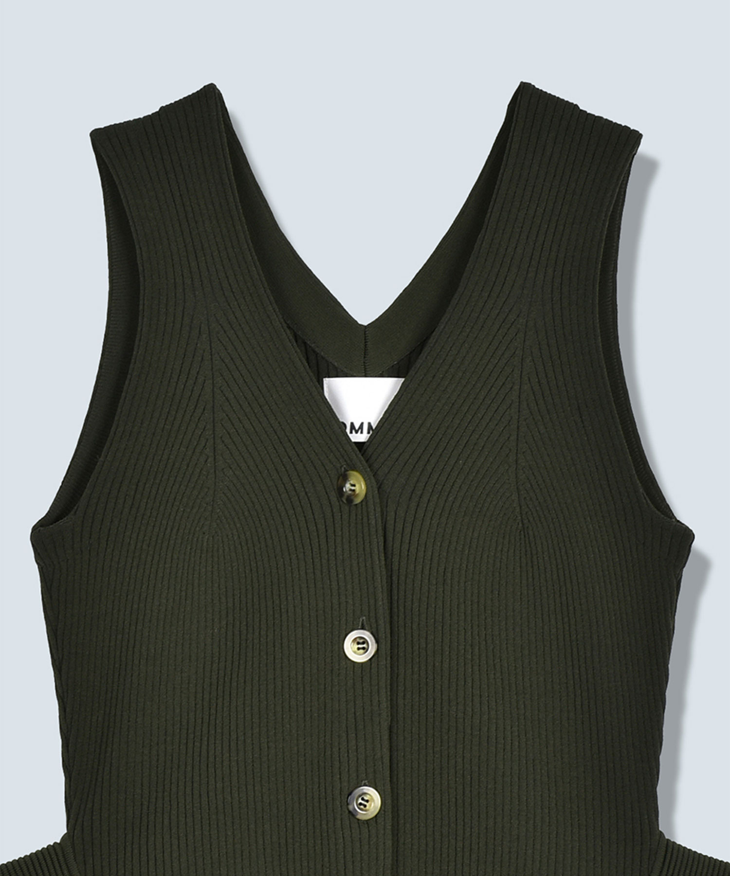 SIDE FLARE V NECK KNIT VEST OMMO