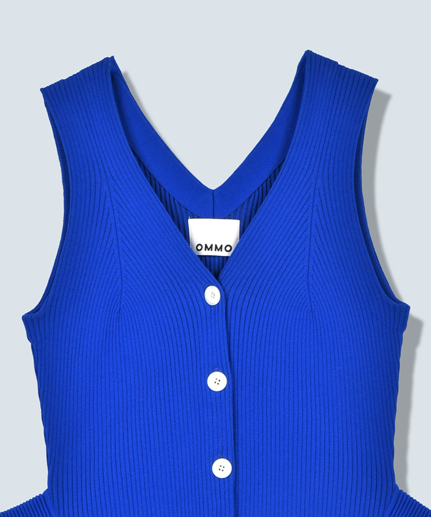 SIDE FLARE V NECK KNIT VEST OMMO