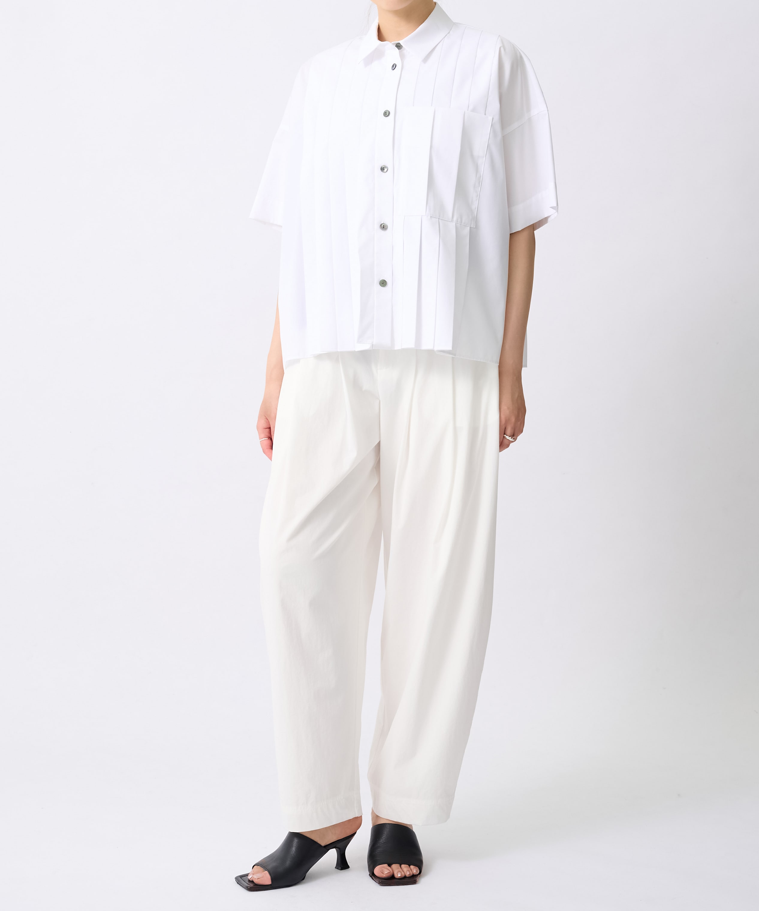 PLEATS WIDE BOX SHIRT(38 WHITE): ENFOLD: WOMENS｜THE TOKYO ONLINE