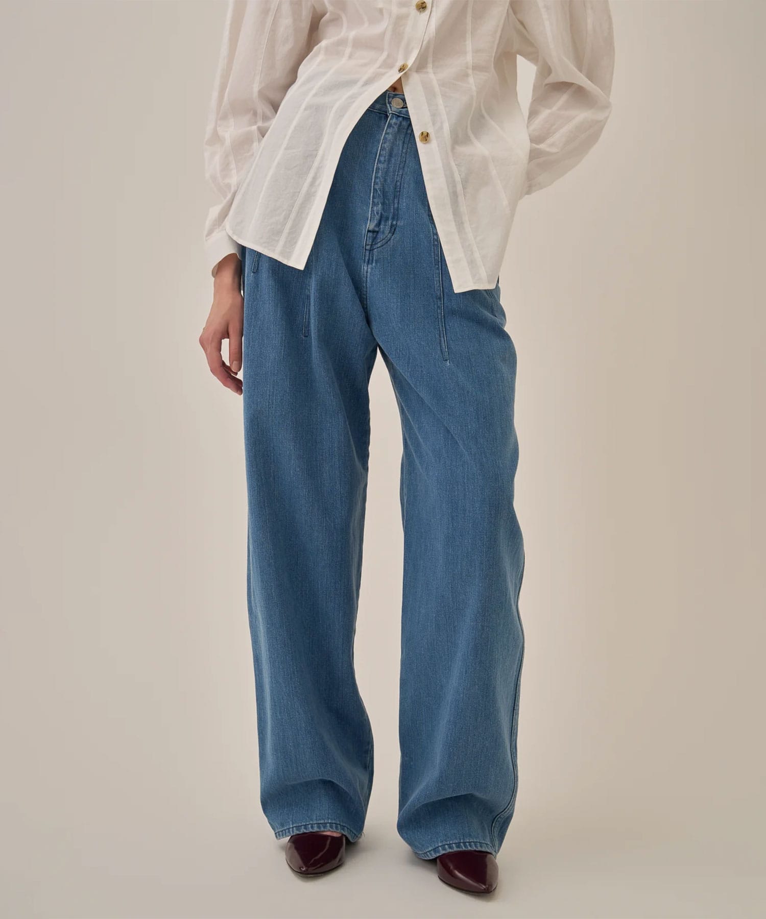 Miriam panel denim pants AKIRANAKA