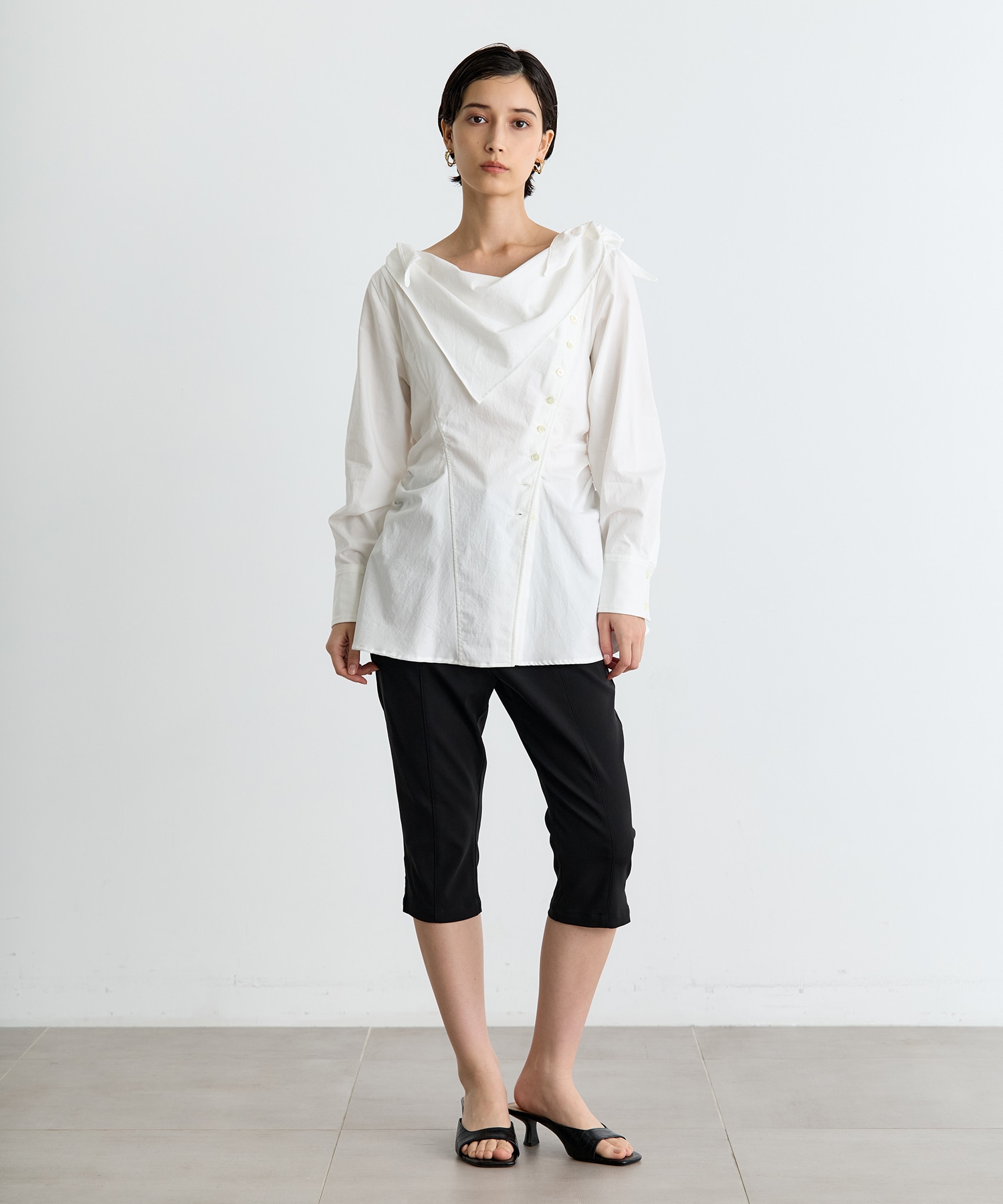 ORGANIC COTTON SCARF COLLAR BLOUSE FETICO