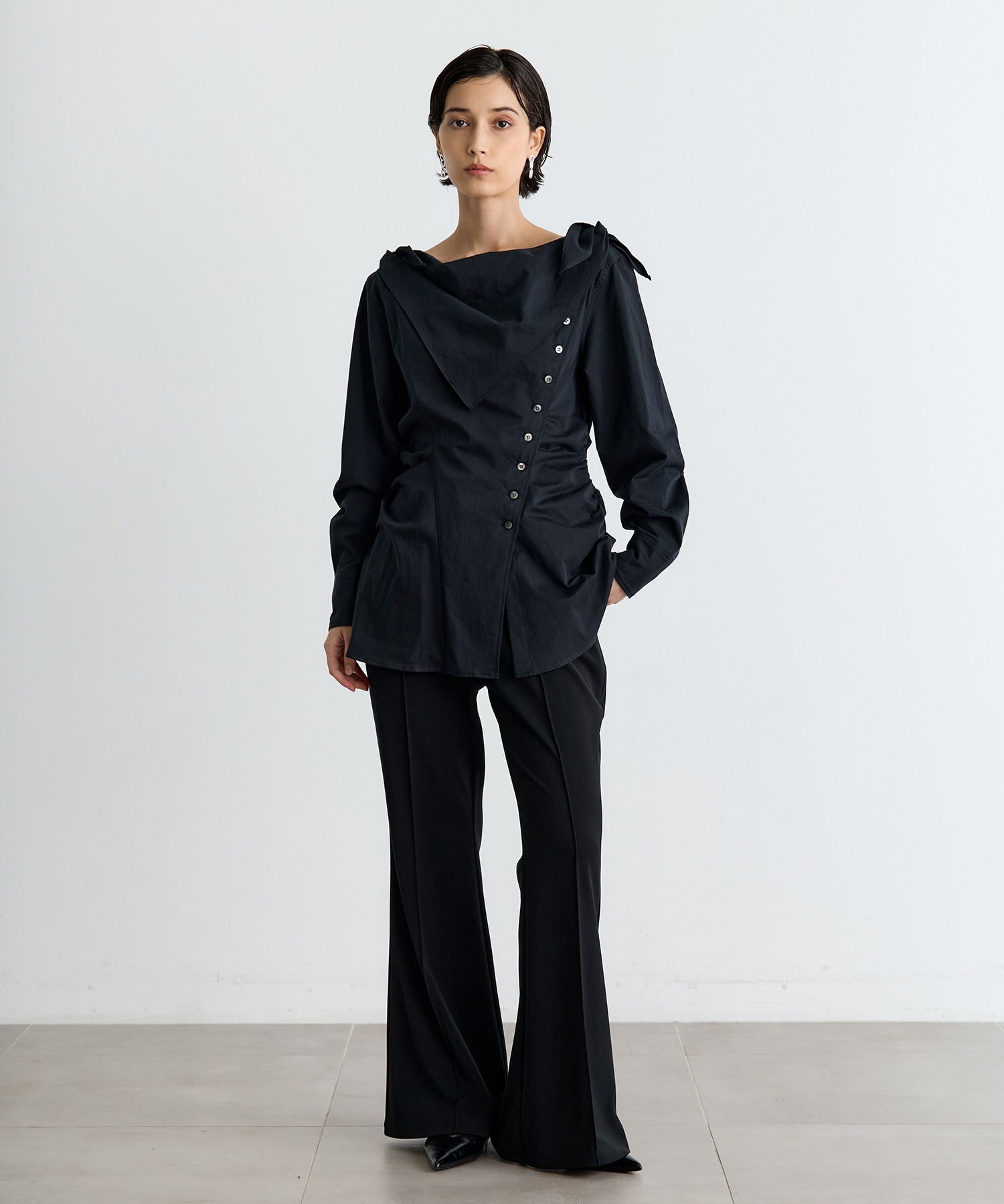 ORGANIC COTTON SCARF COLLAR BLOUSE FETICO
