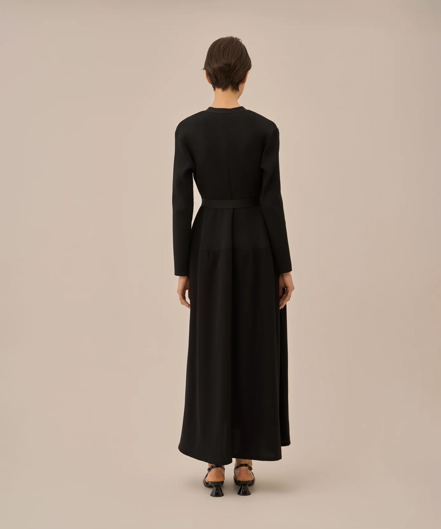 Jessica combi tex knit dress BK AKIRANAKA