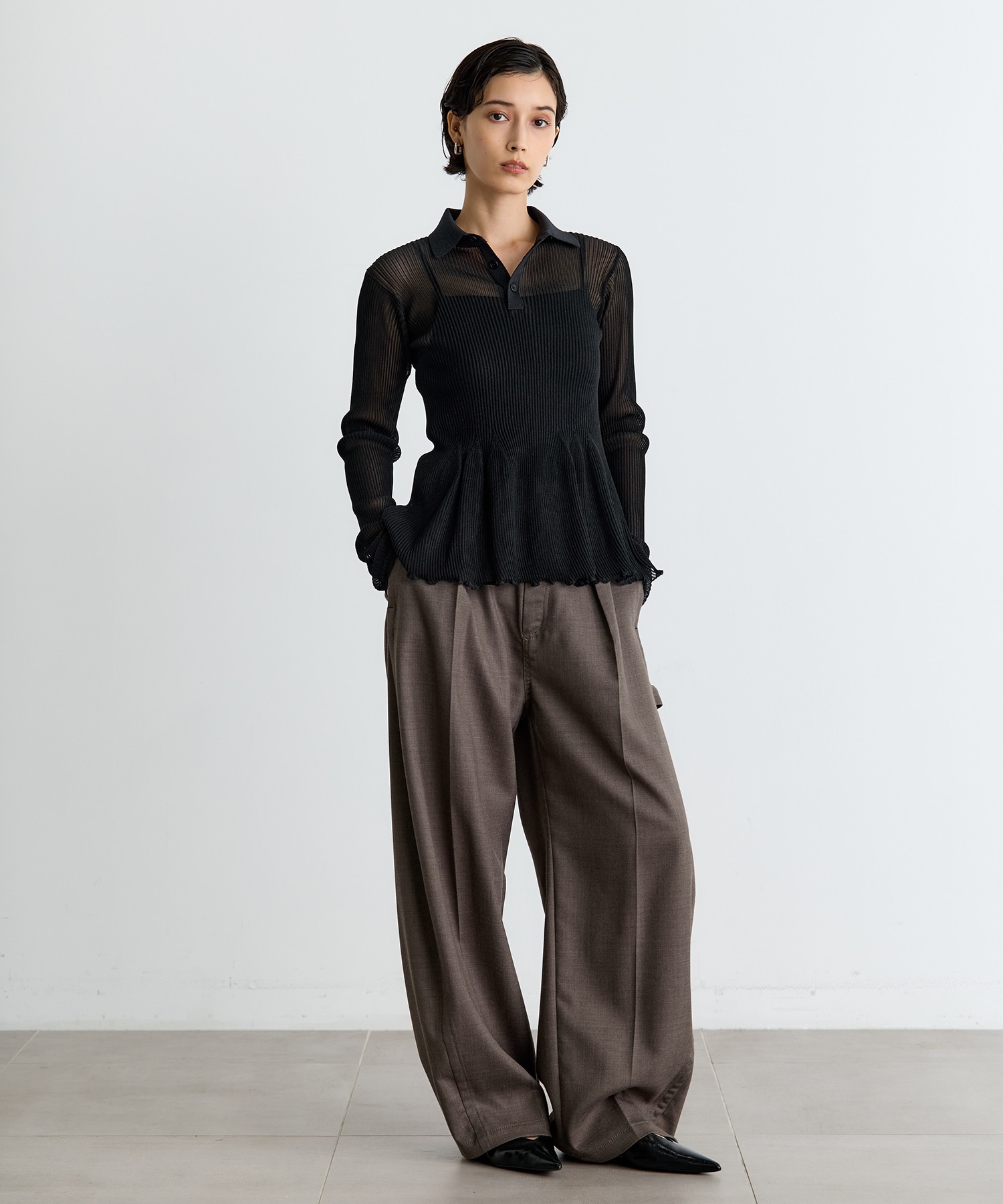 HYPHA LUCENT GLITTER LONG SLEEVE POLO SHIRT CFCL