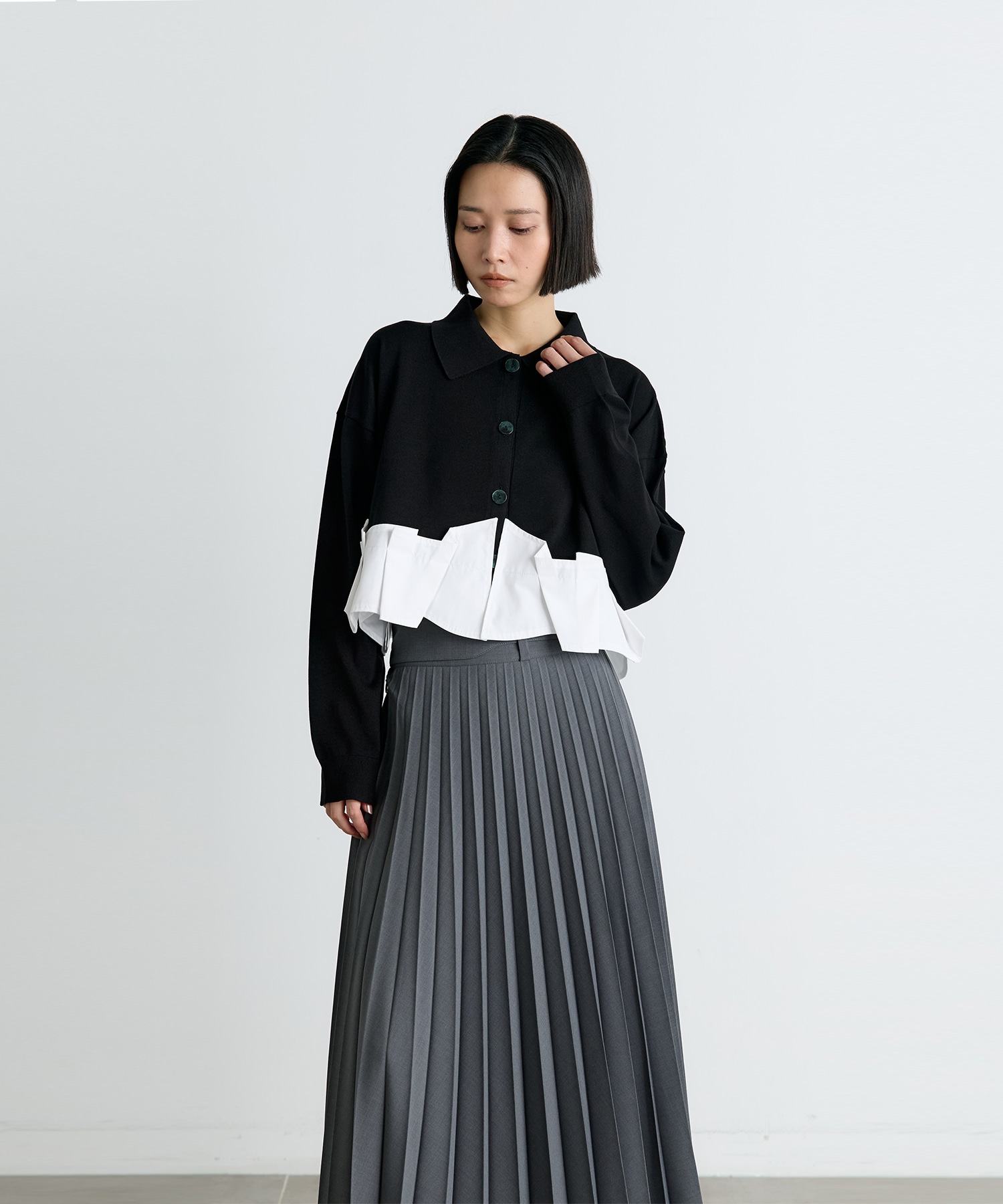 TACK DOCKING-HEM CARDIGAN ENFOLD