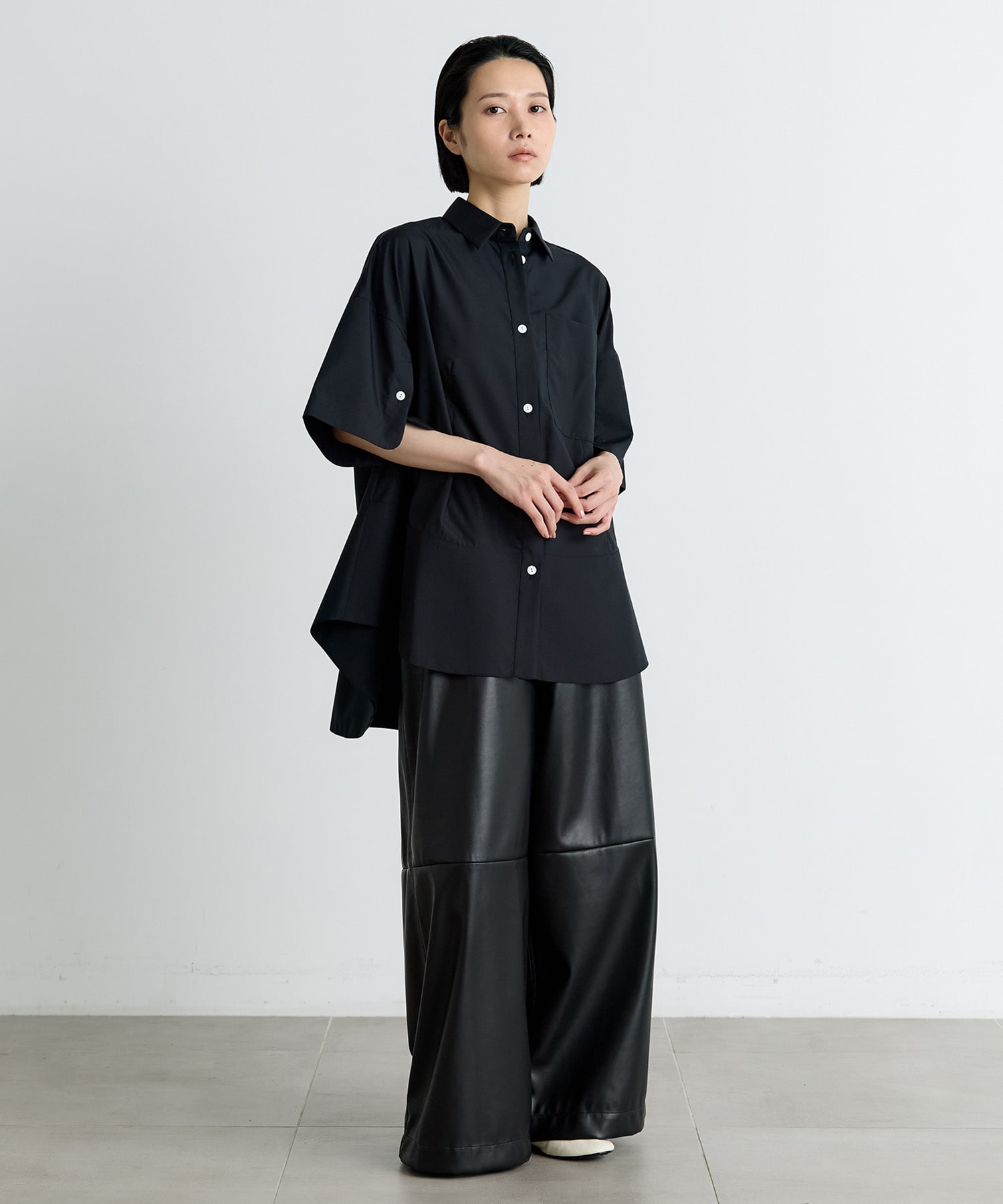 Synthetic Leather Wide Trousers IIROT