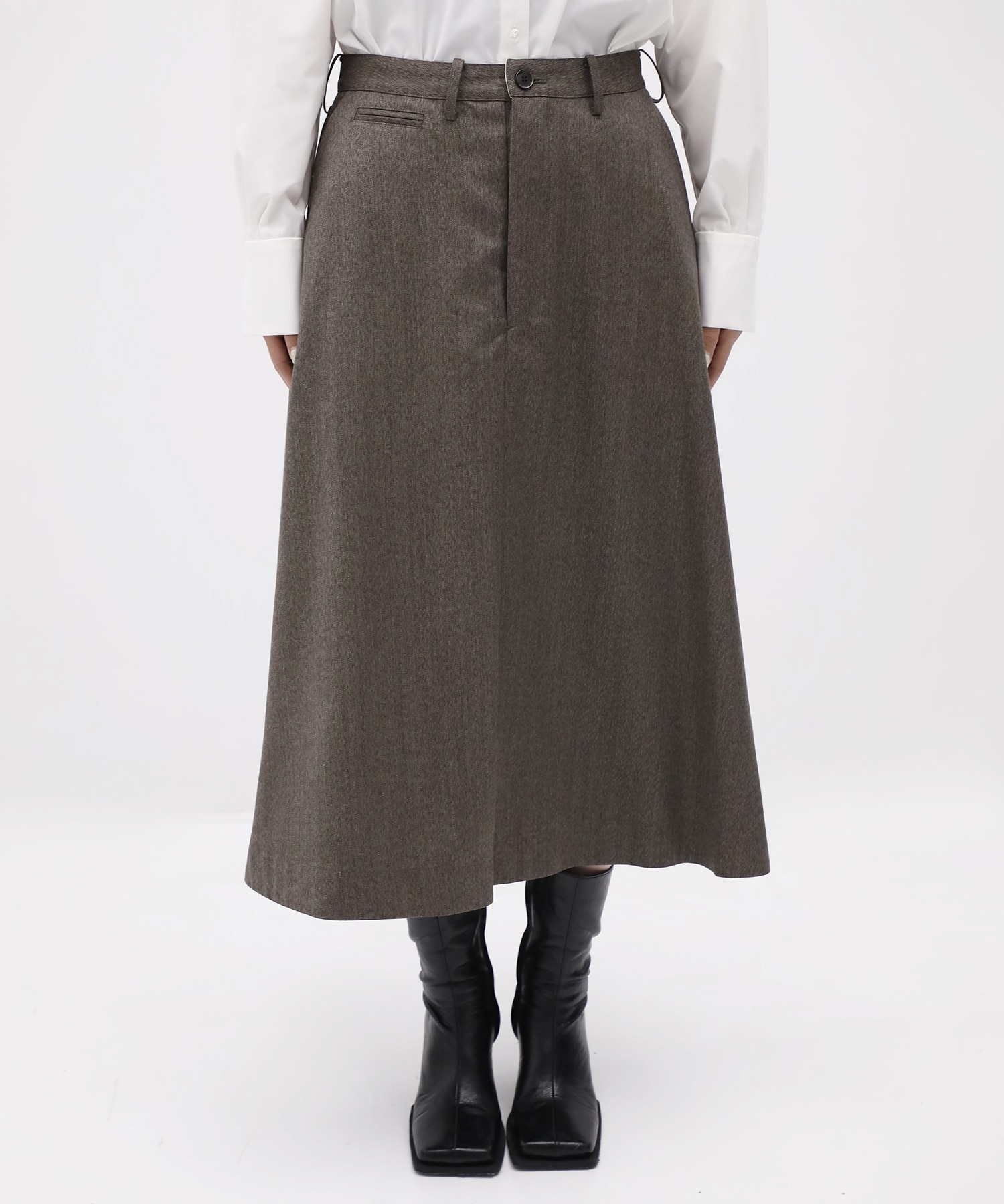 DRESS FLARE SK HERRINGBONE MADISONBLUE