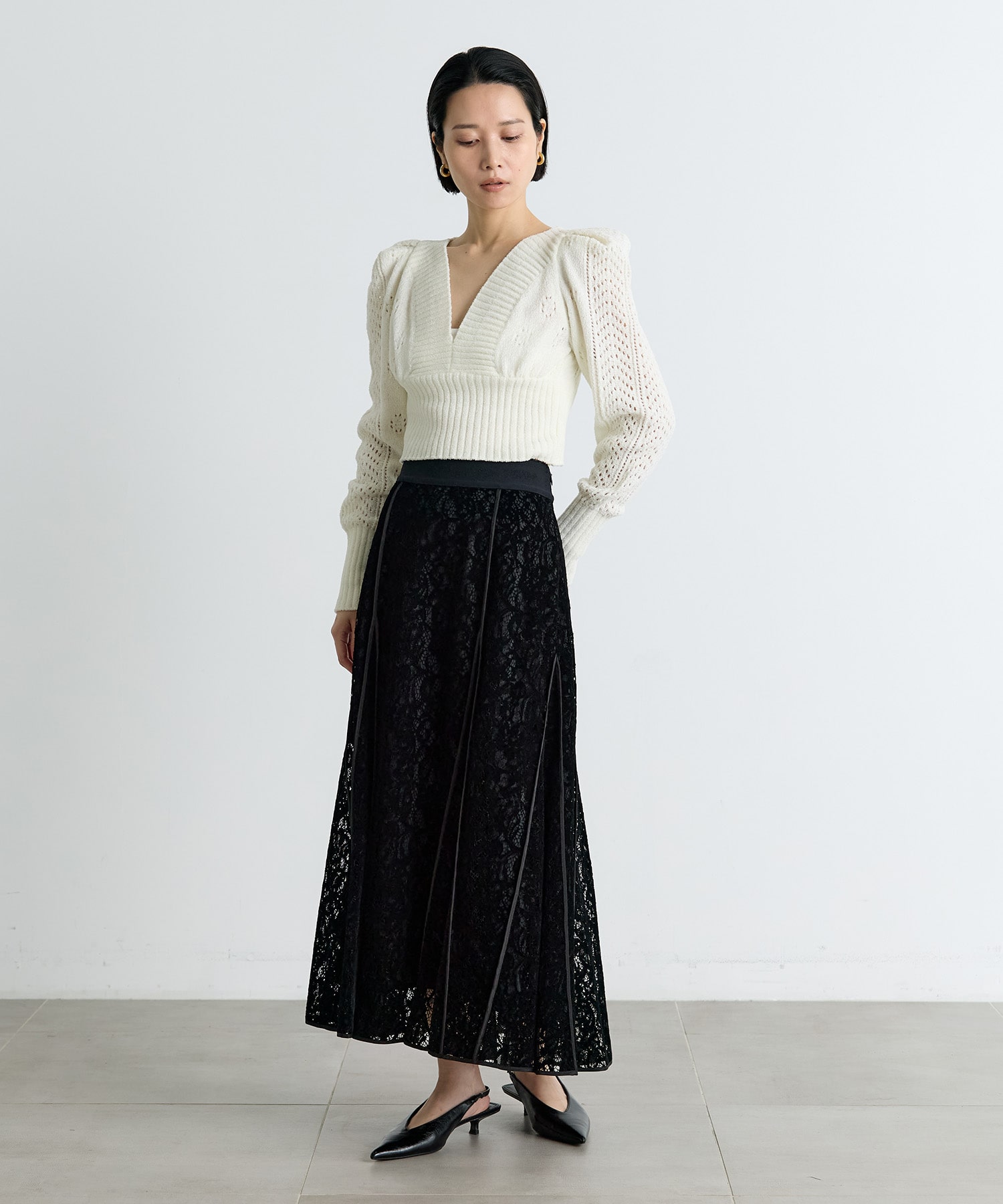 FLOCKED LACE FLARED SKIRT FETICO