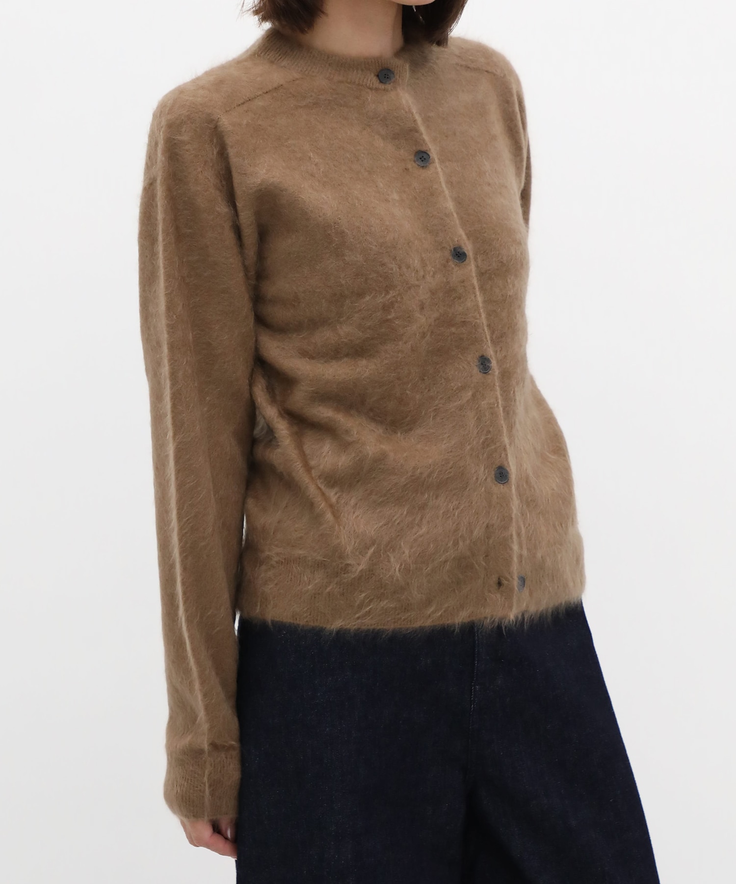 ROYAL CASHMERE FUR CREWNECK CARDIGAN ATON