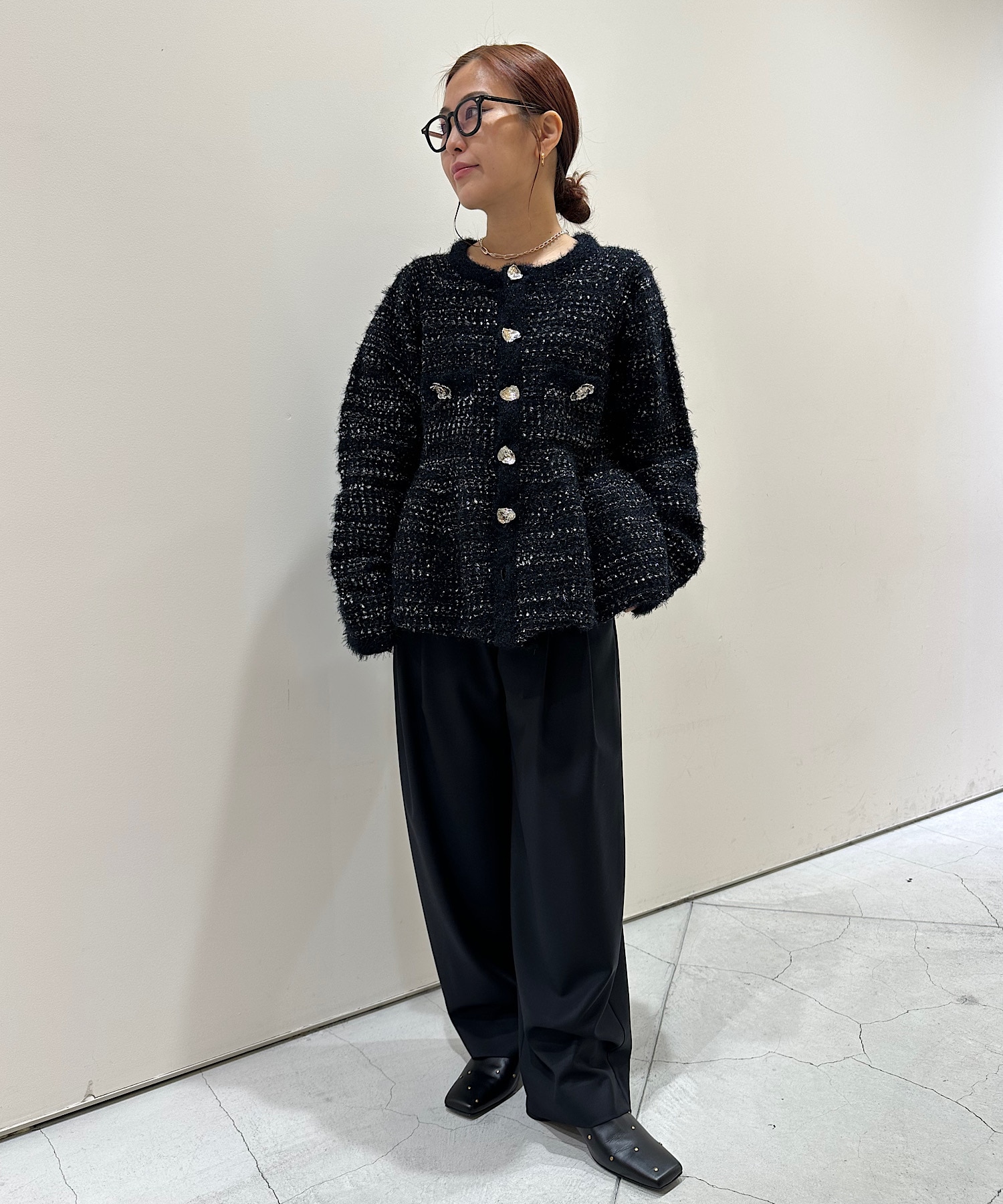 CK-26290 Tweed Cardigan Chika Kisada