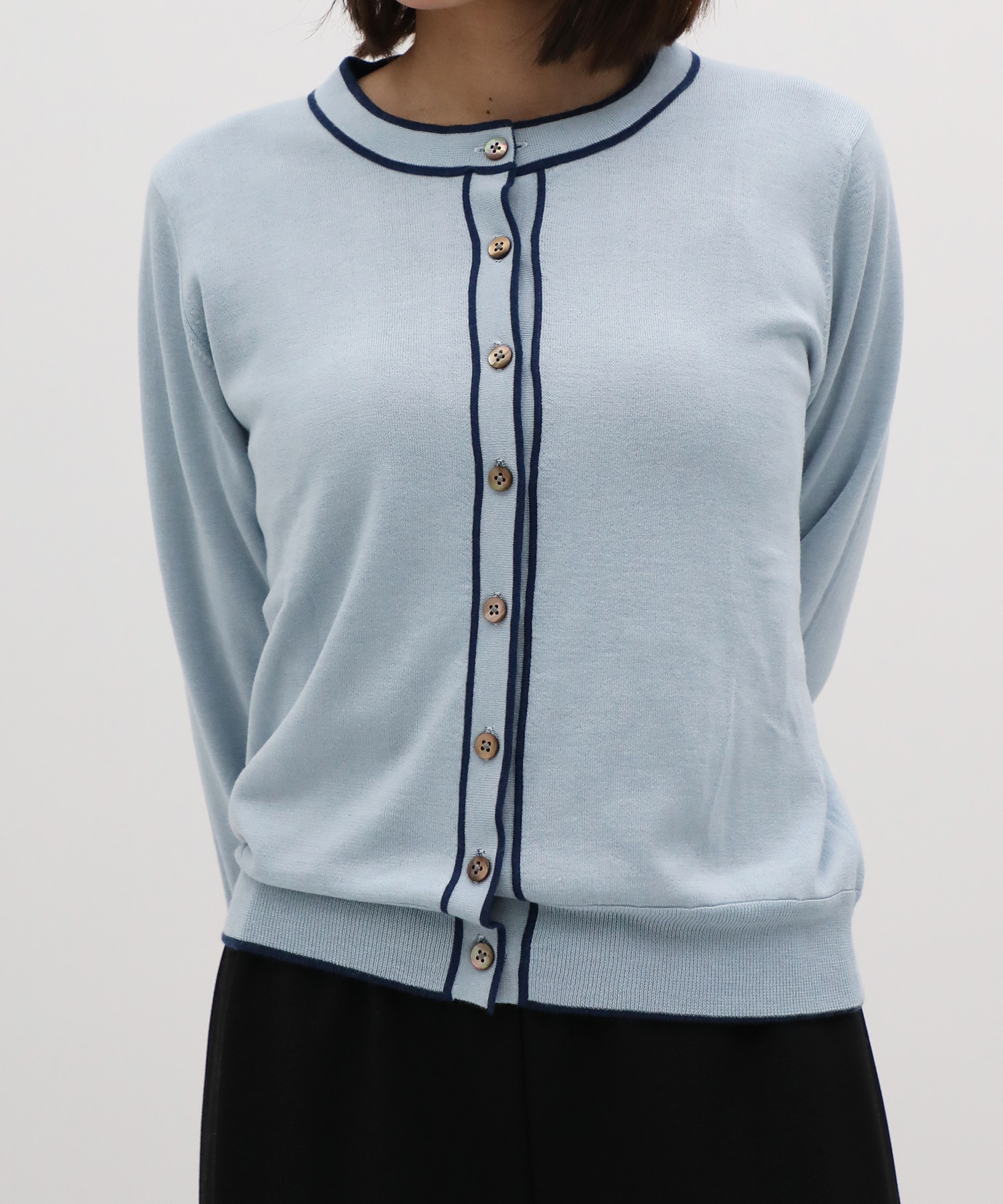 CASHMERE/SILK REVERSIBLE CREW NECK CARDIGAN THE TOKYO