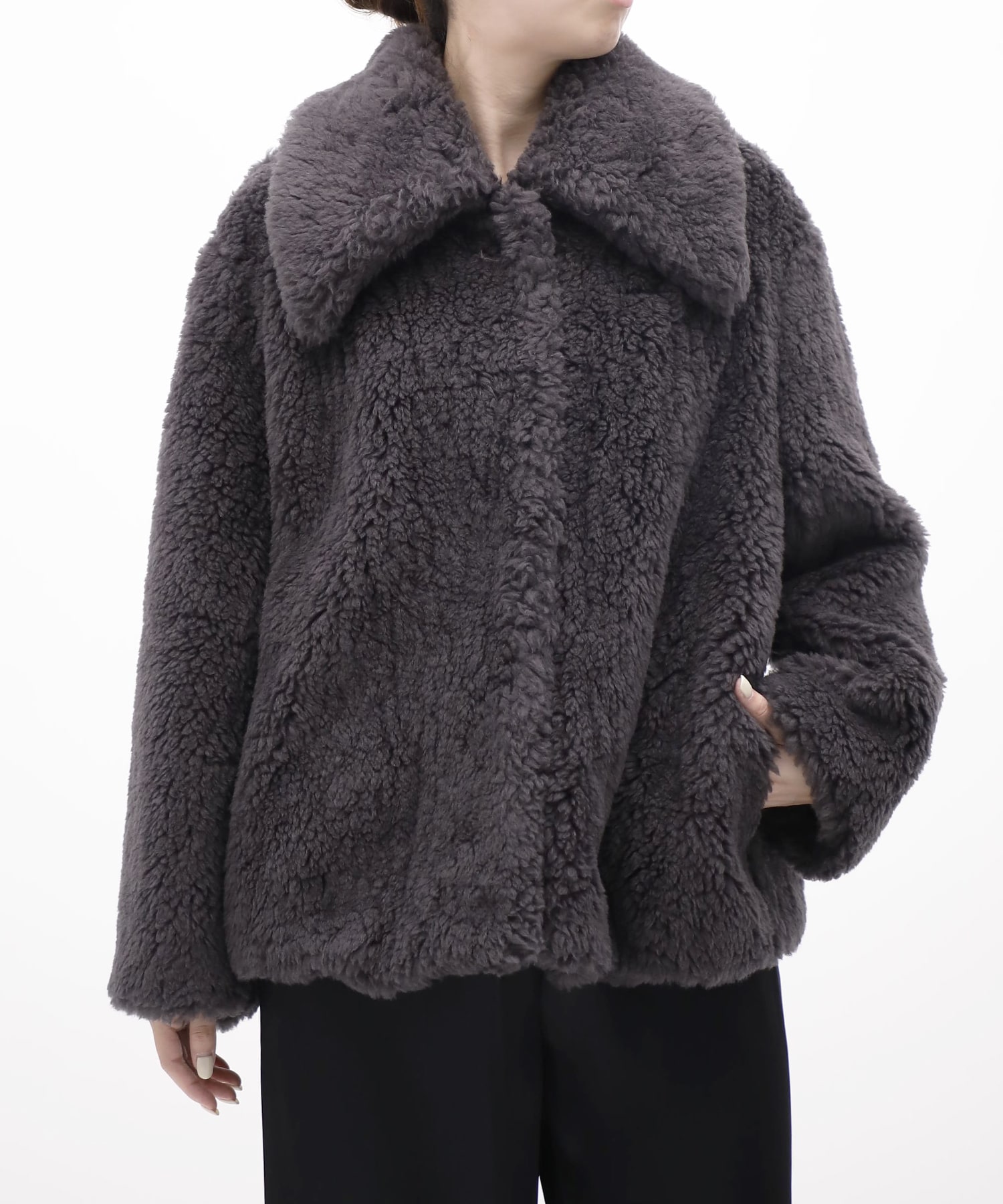 WOOL BOA WIDE COLLAR COAT FETICO