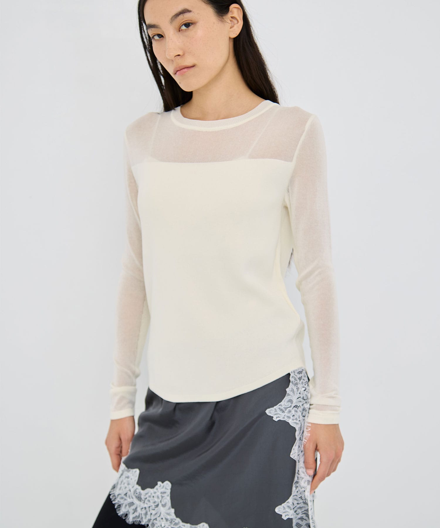 Sheer line Knit Tops RITAN