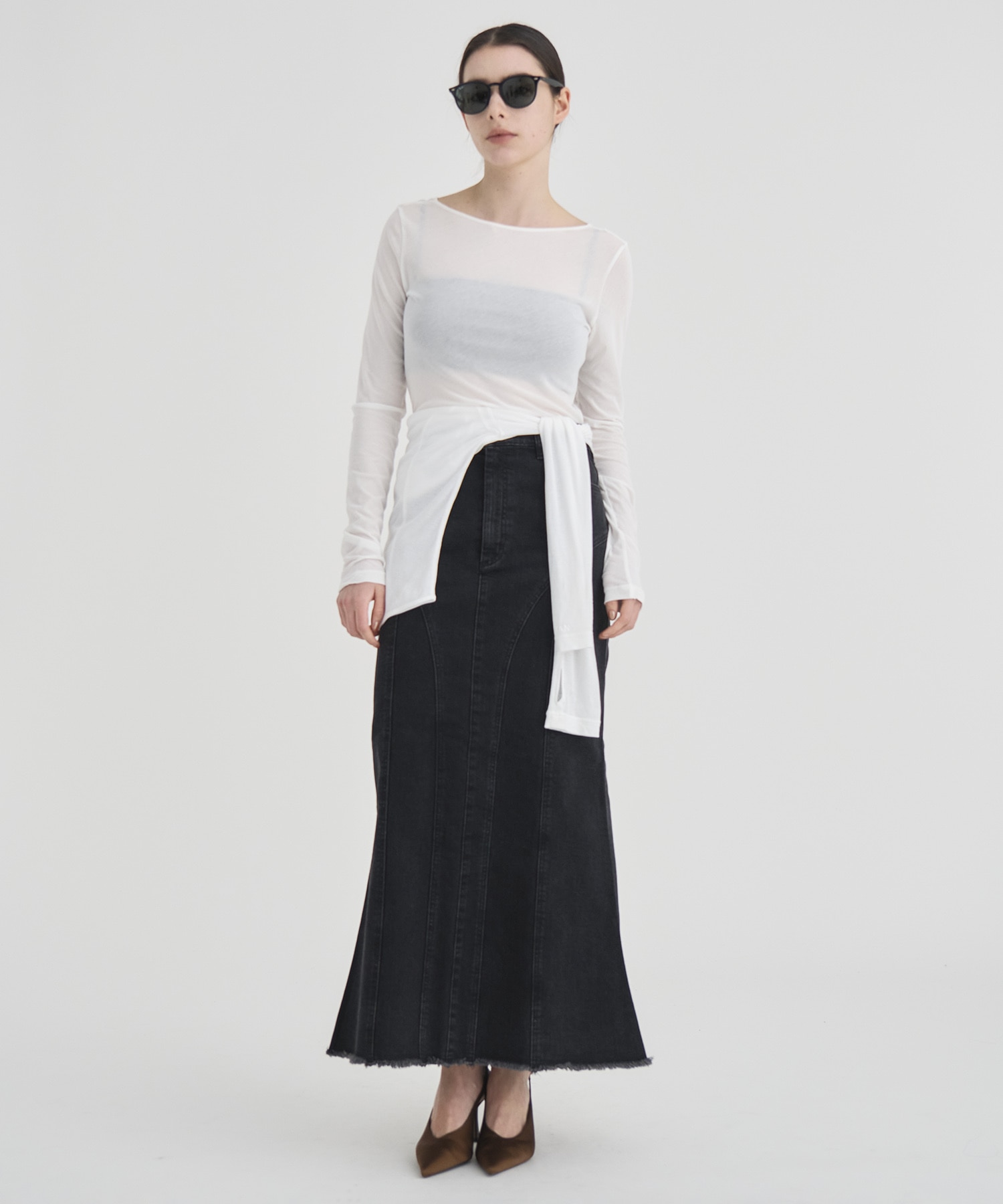 Cutting Stretch Denim Skirt RITAN