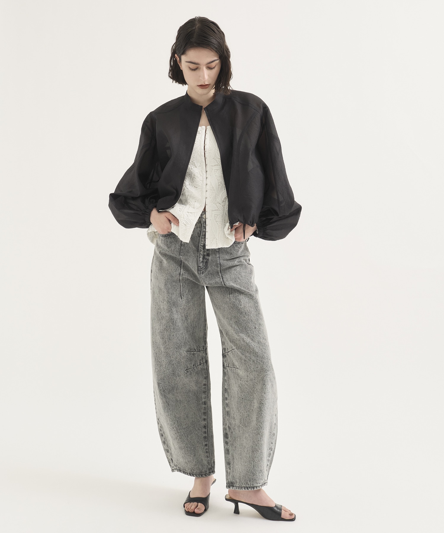 Rough Over Sheer Blouson RITAN