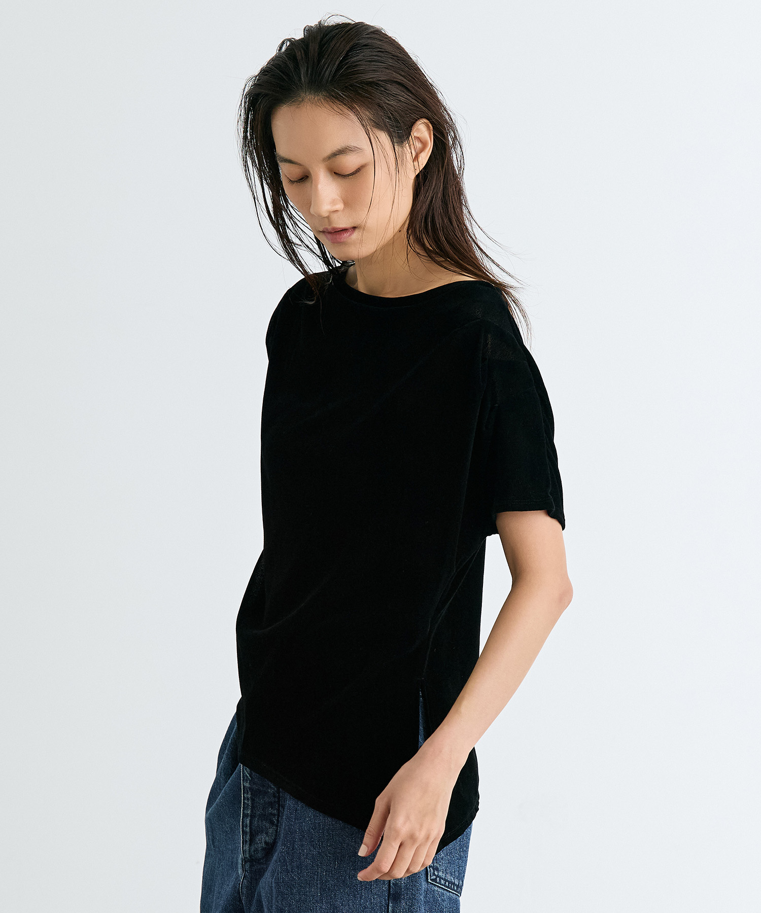 Velour One Shoulder T-Shirt RITAN