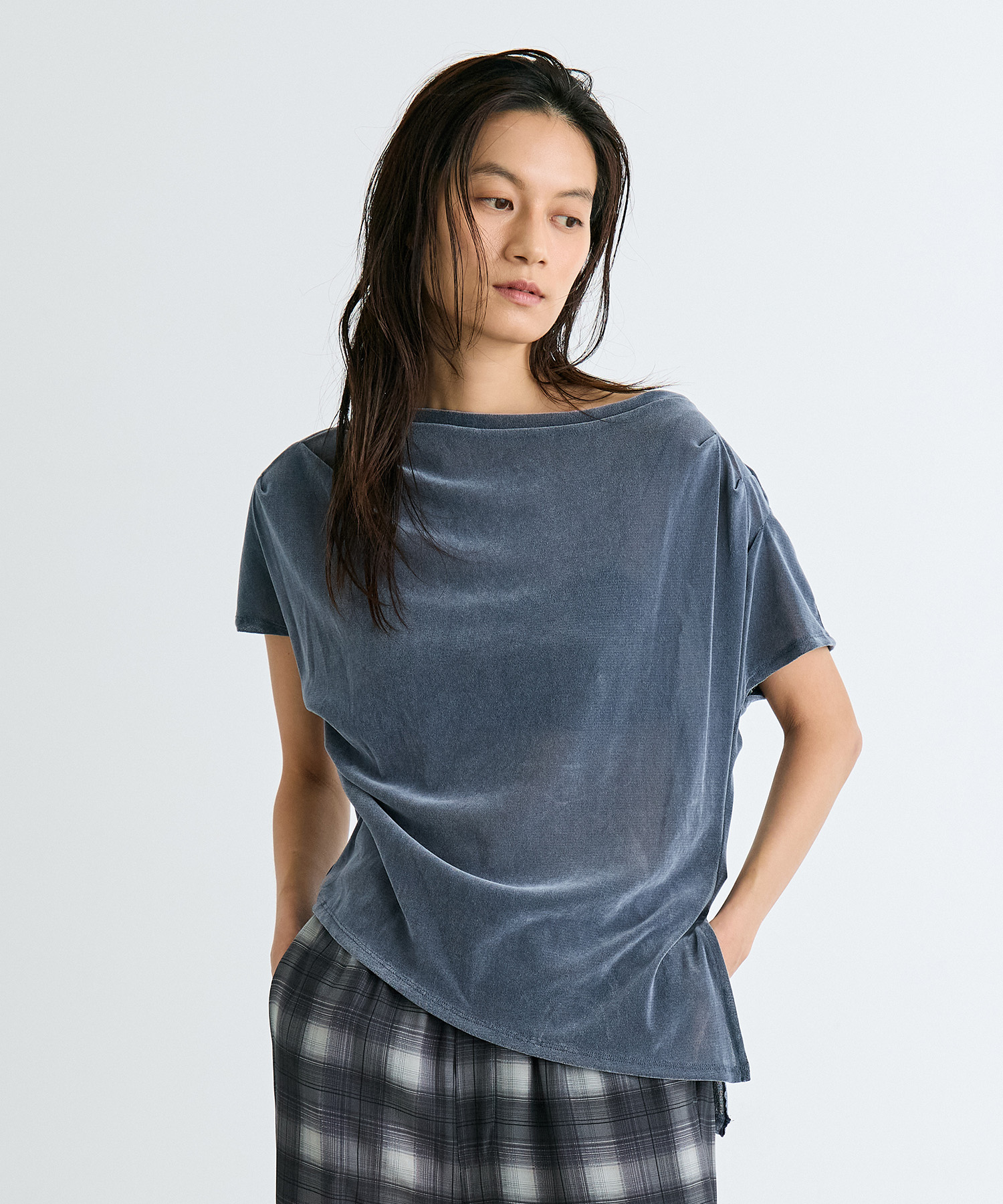 Velour One Shoulder T-Shirt RITAN