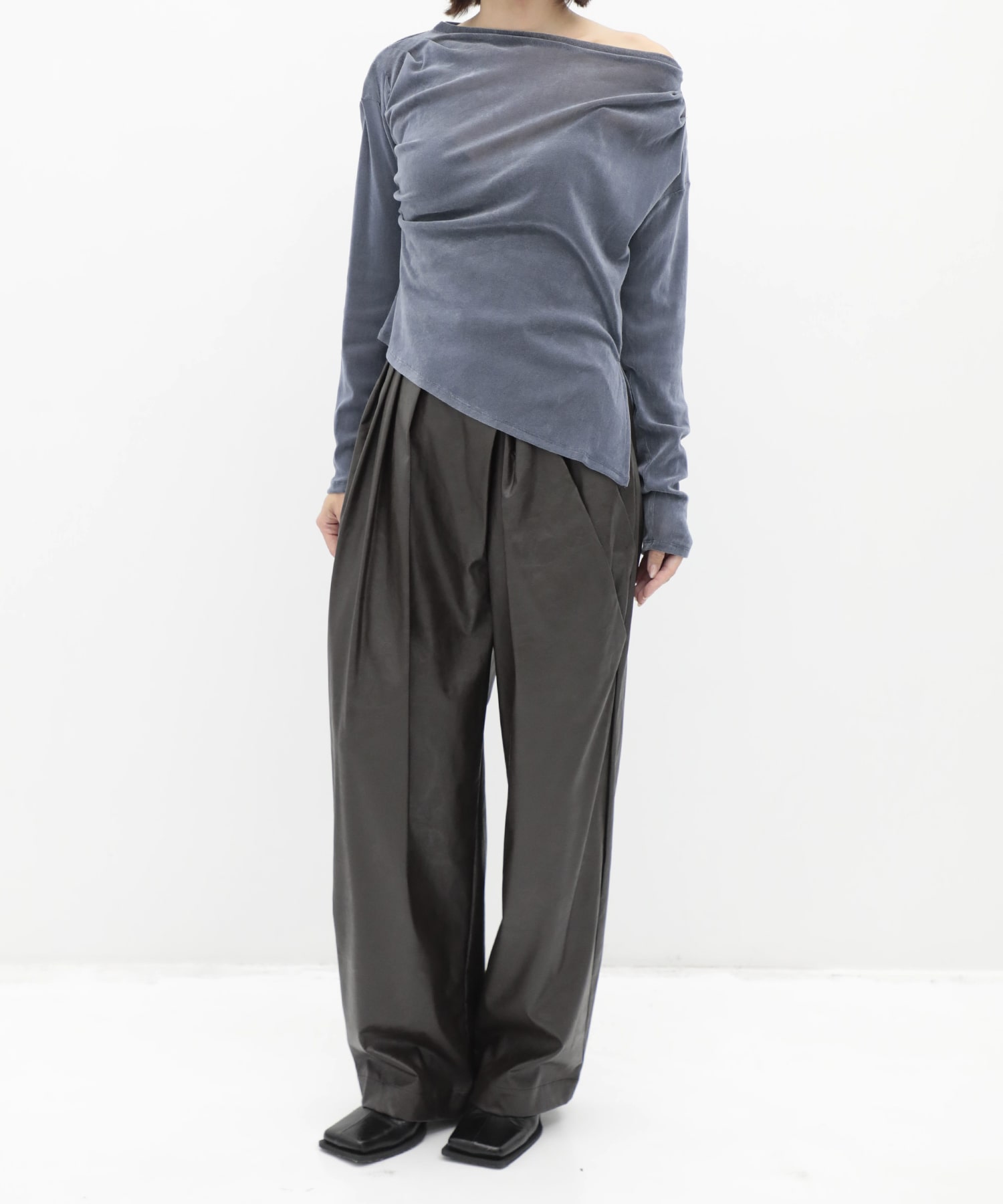 Velour One Shoulder Long T-Shirt RITAN