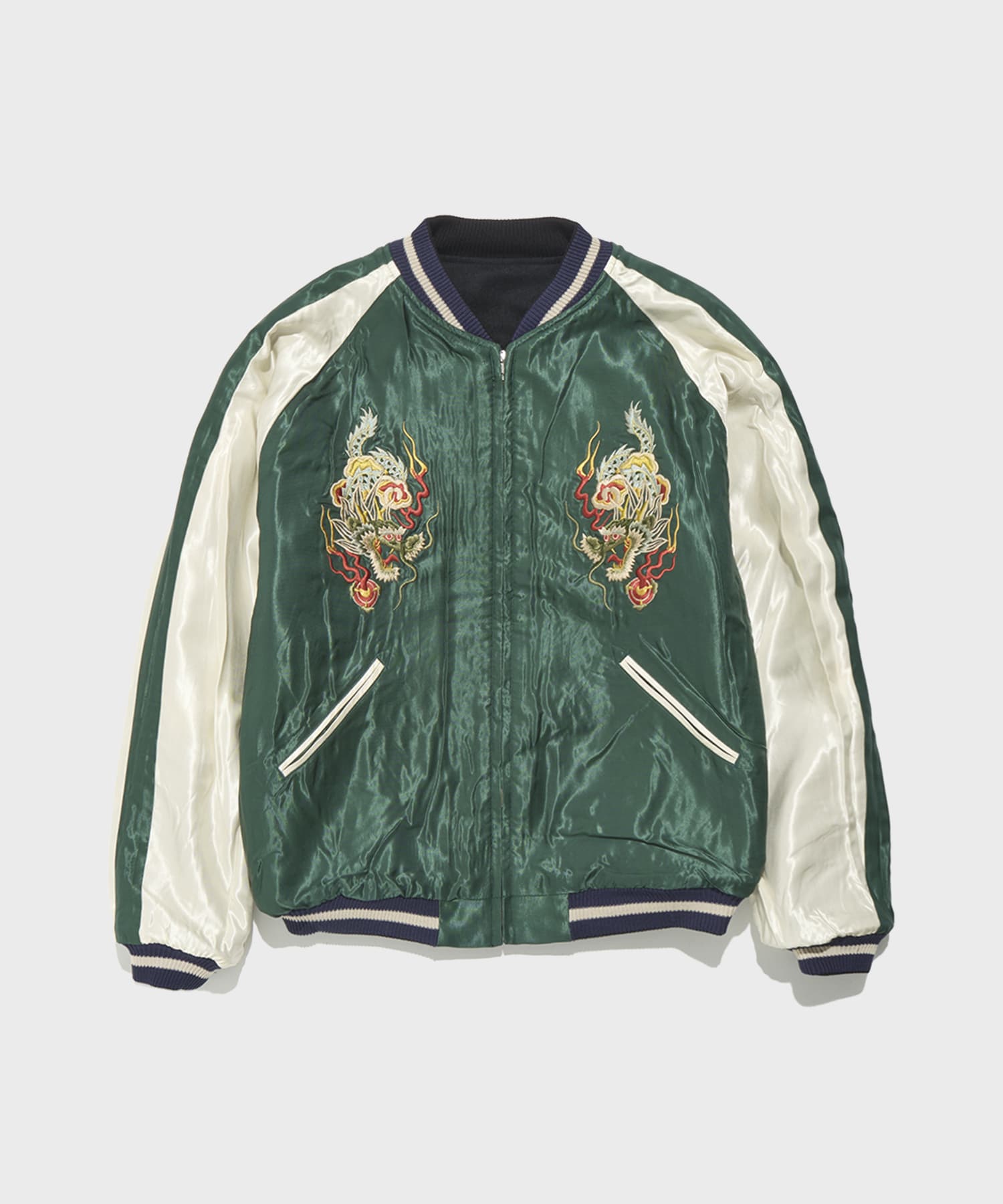 WOOL MELTON×ACETATE SOUVENIR JACKET DRAGON HEAD gold