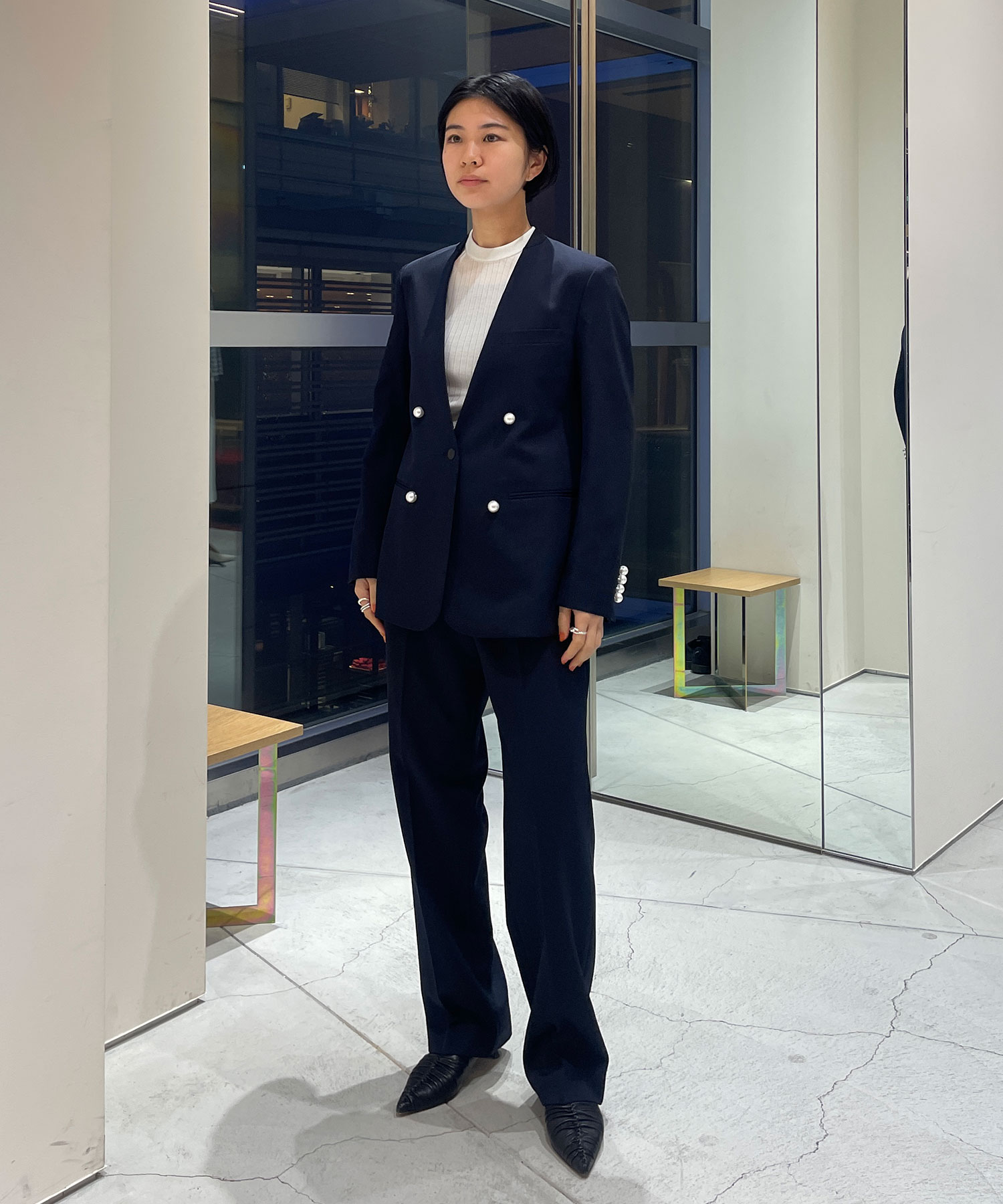 BLACK FORMAL STRAIGHT LEG TROUSERS CINOH