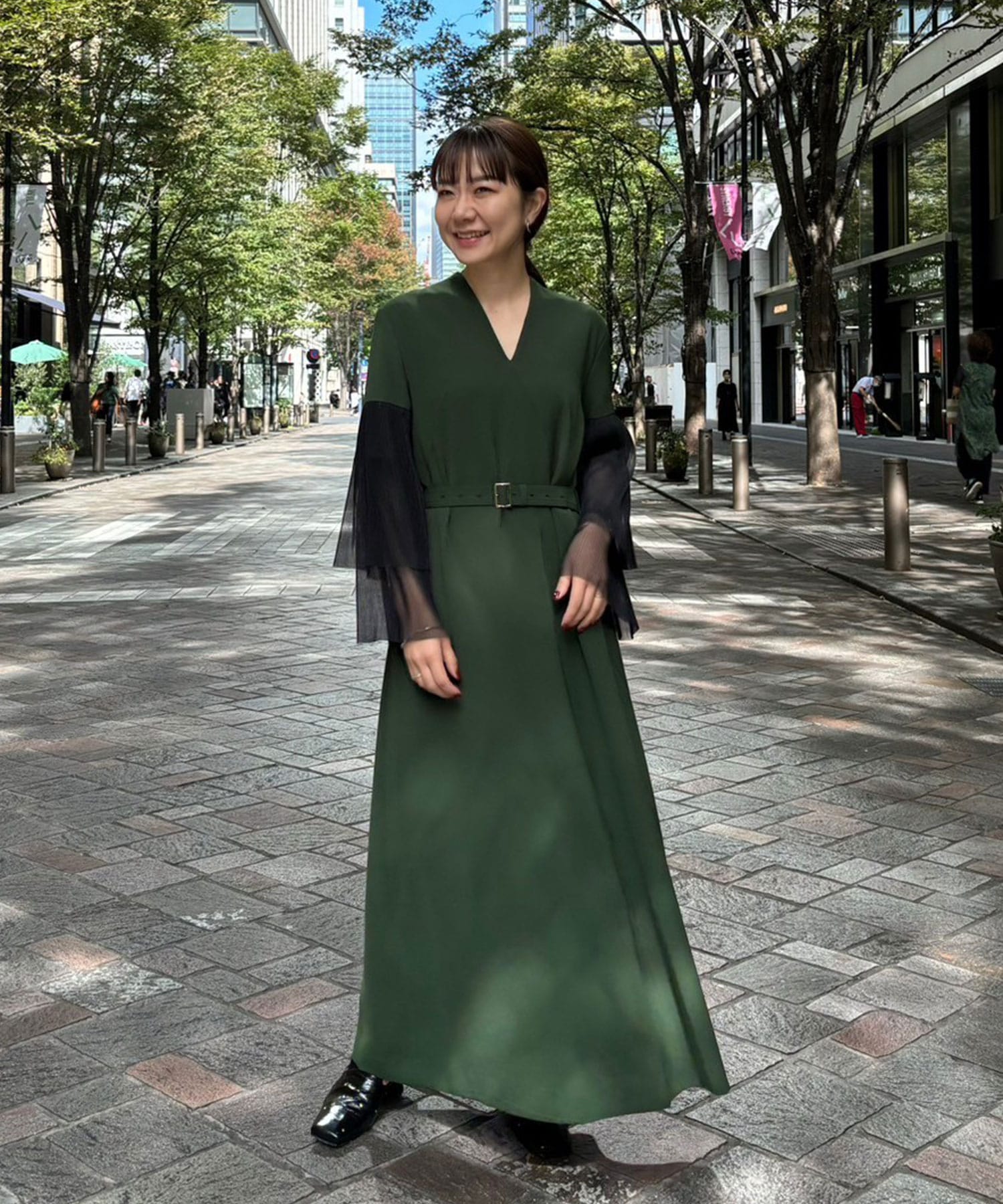 別注 Tiia pleats sleeve dress AKIRANAKA