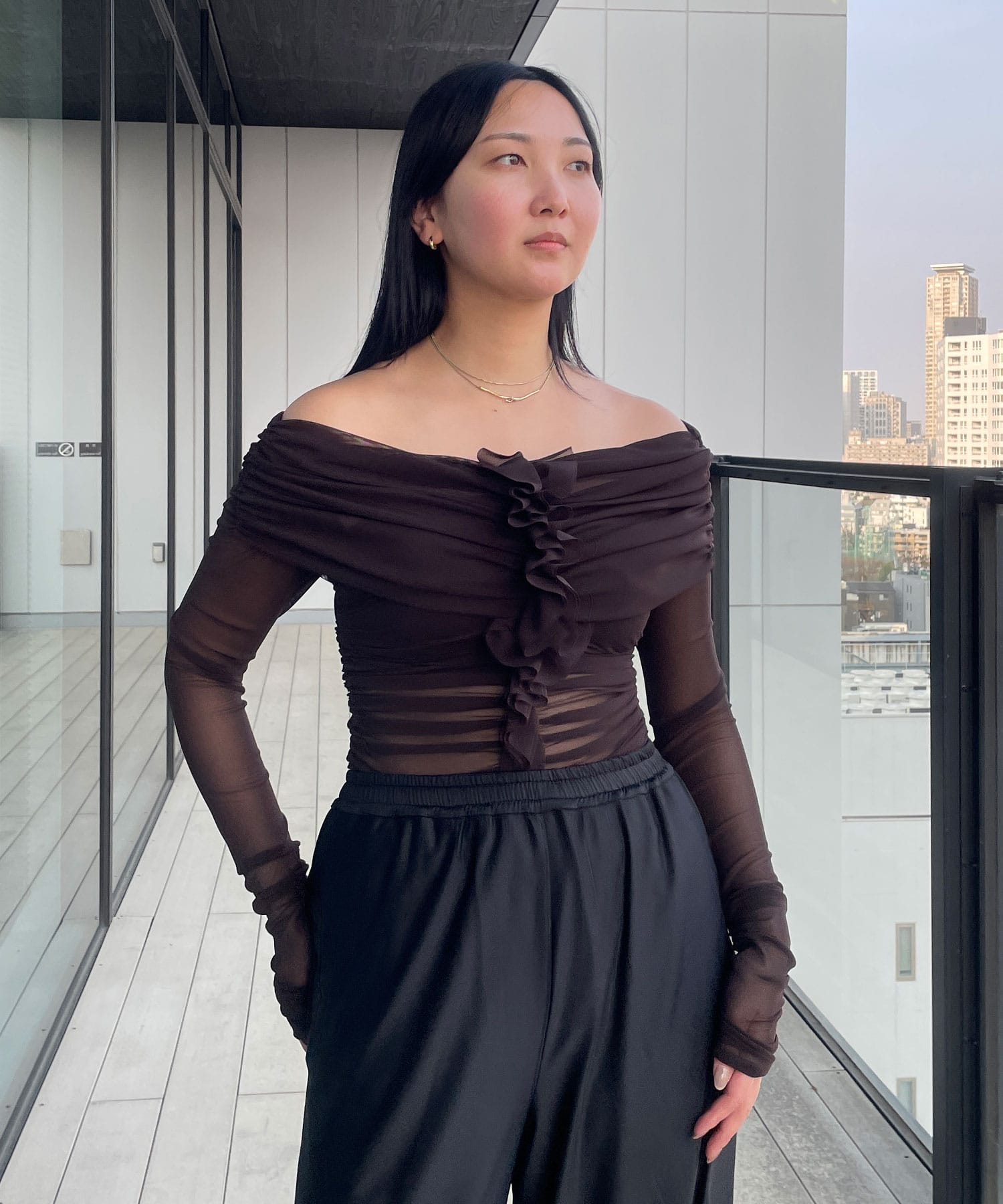 TULLE FRILLED BODYSUIT FETICO