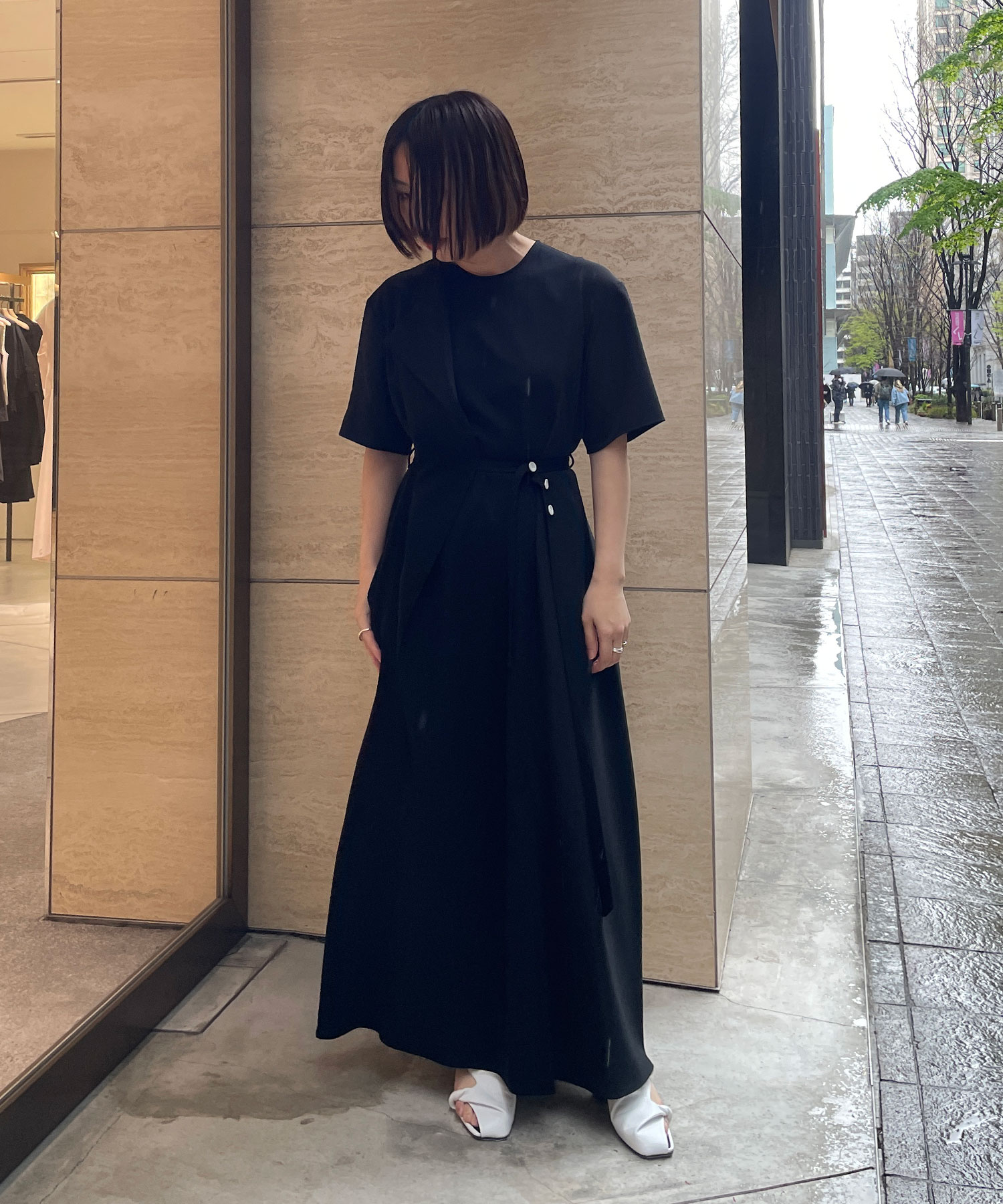 Heike combi tex jersey dress BLK AKIRANAKA