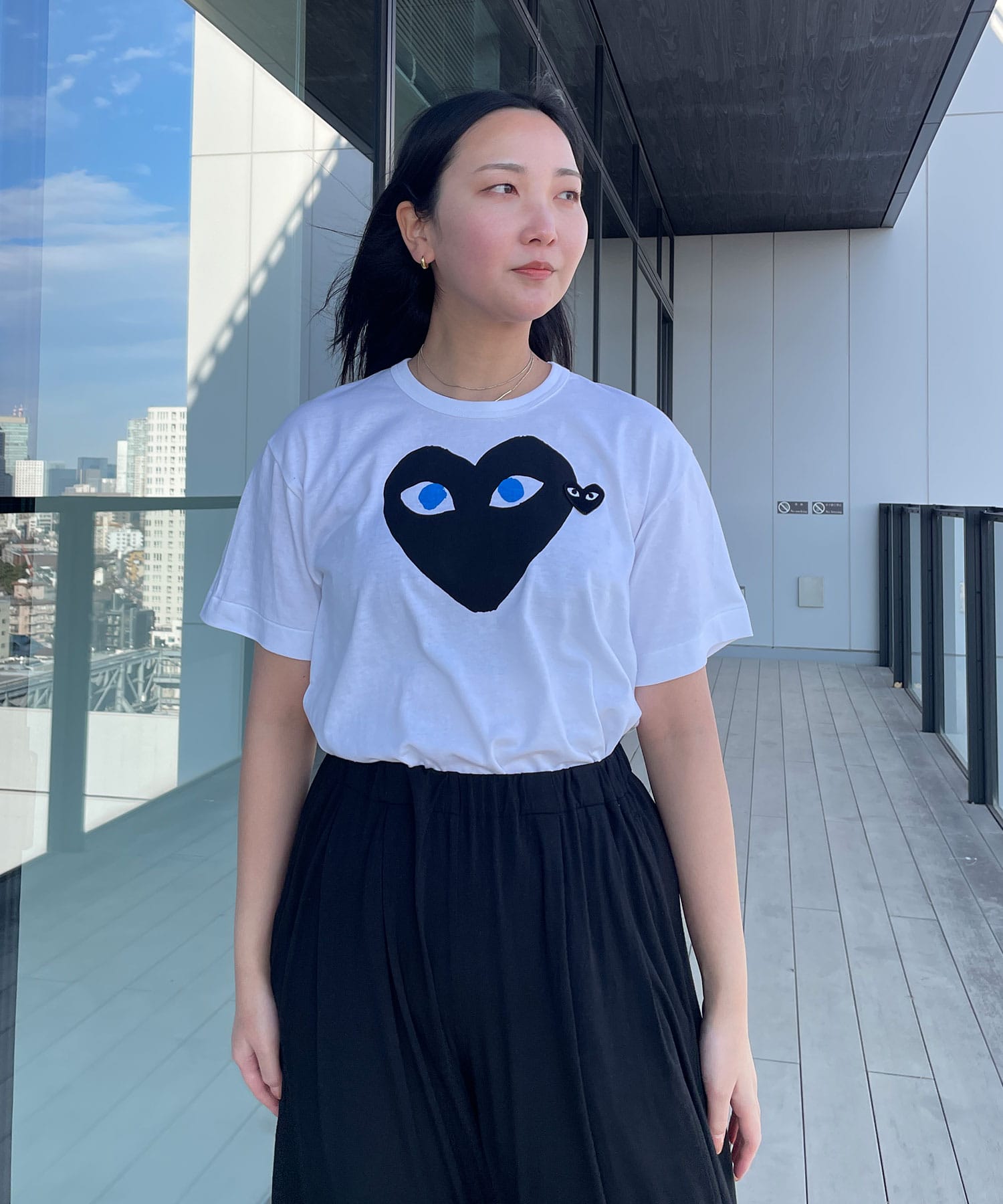 T-SHIRT LOGO PRINT BLACK HEART BLUE EYES PLAY Comme des Garcons