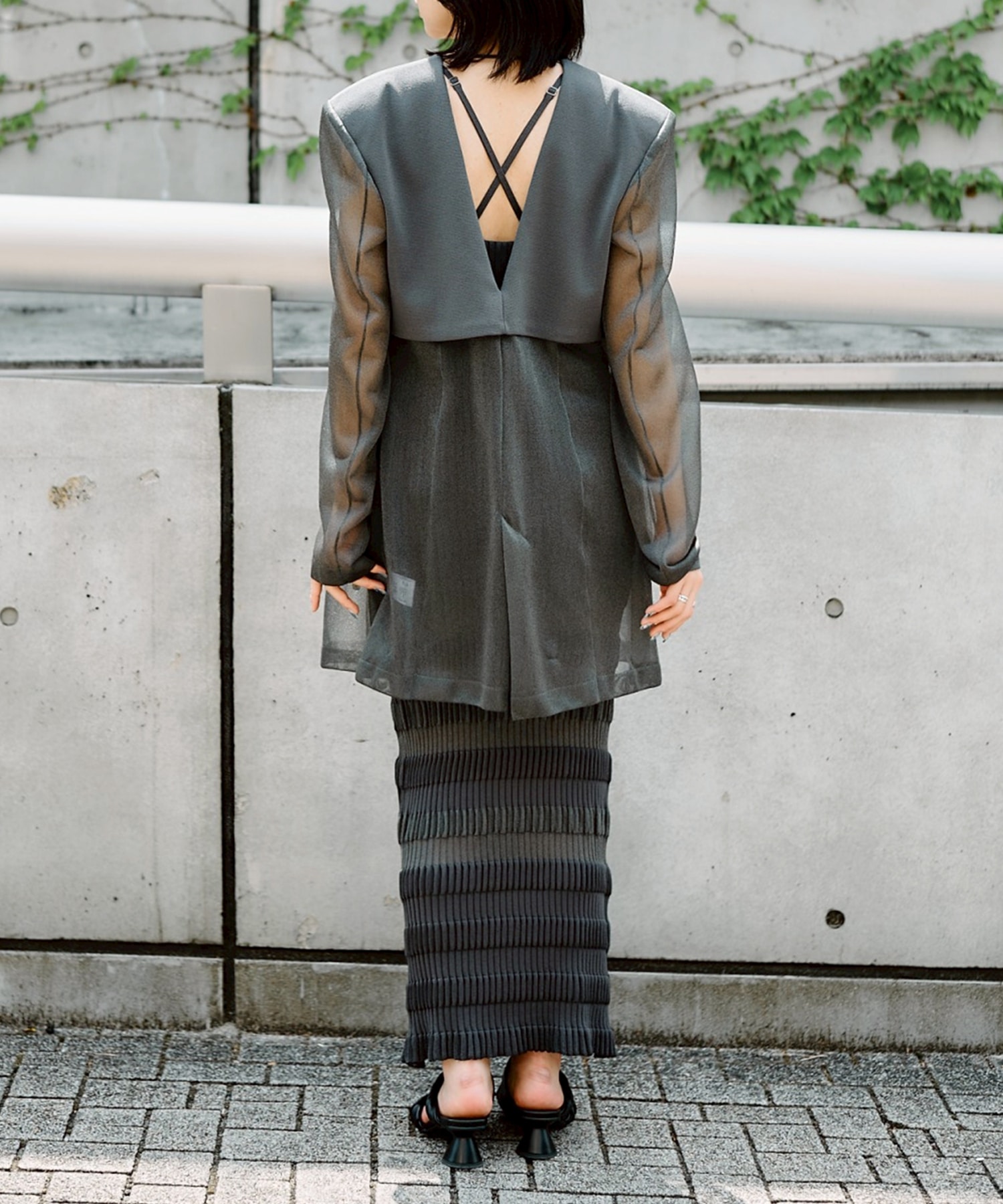 SHEER COMBINED KNIT JACKET FETICO