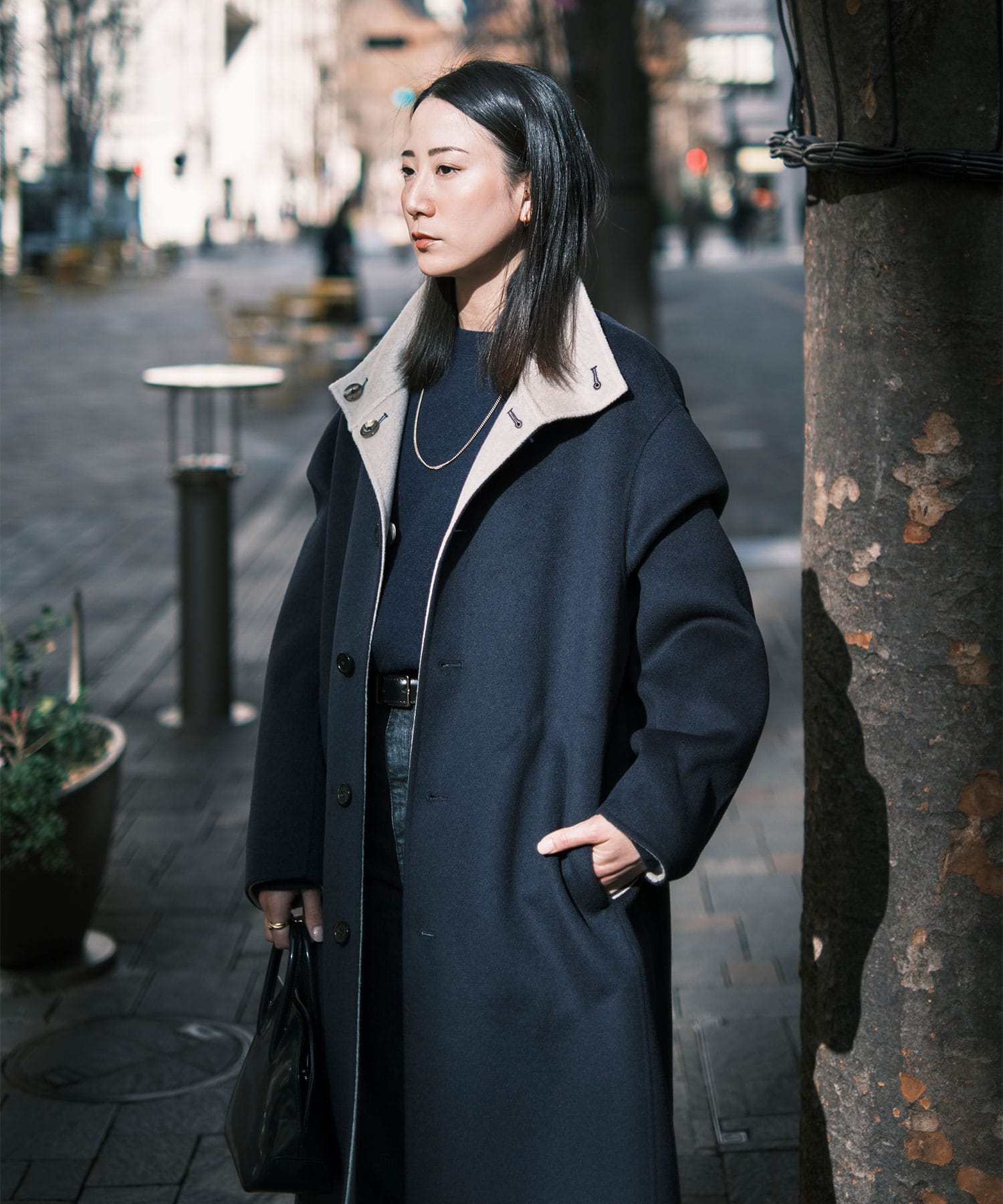 CASHMERE/SILK/WOOL STAND OVER COAT THE TOKYO