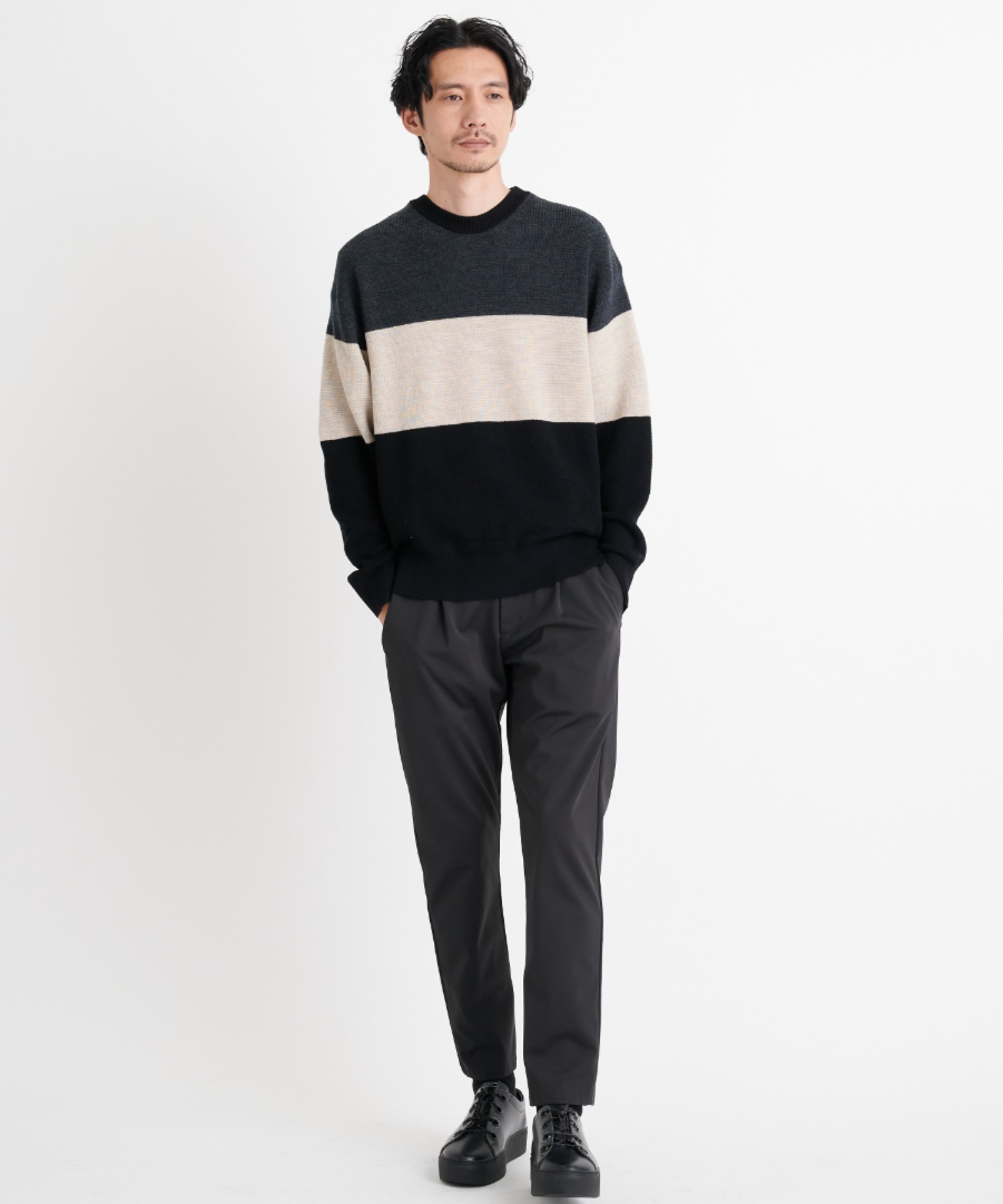 Multi Border Knit PO(44 BLACK): THE TOKYO: MEN｜THE TOKYO ONLINE STORE