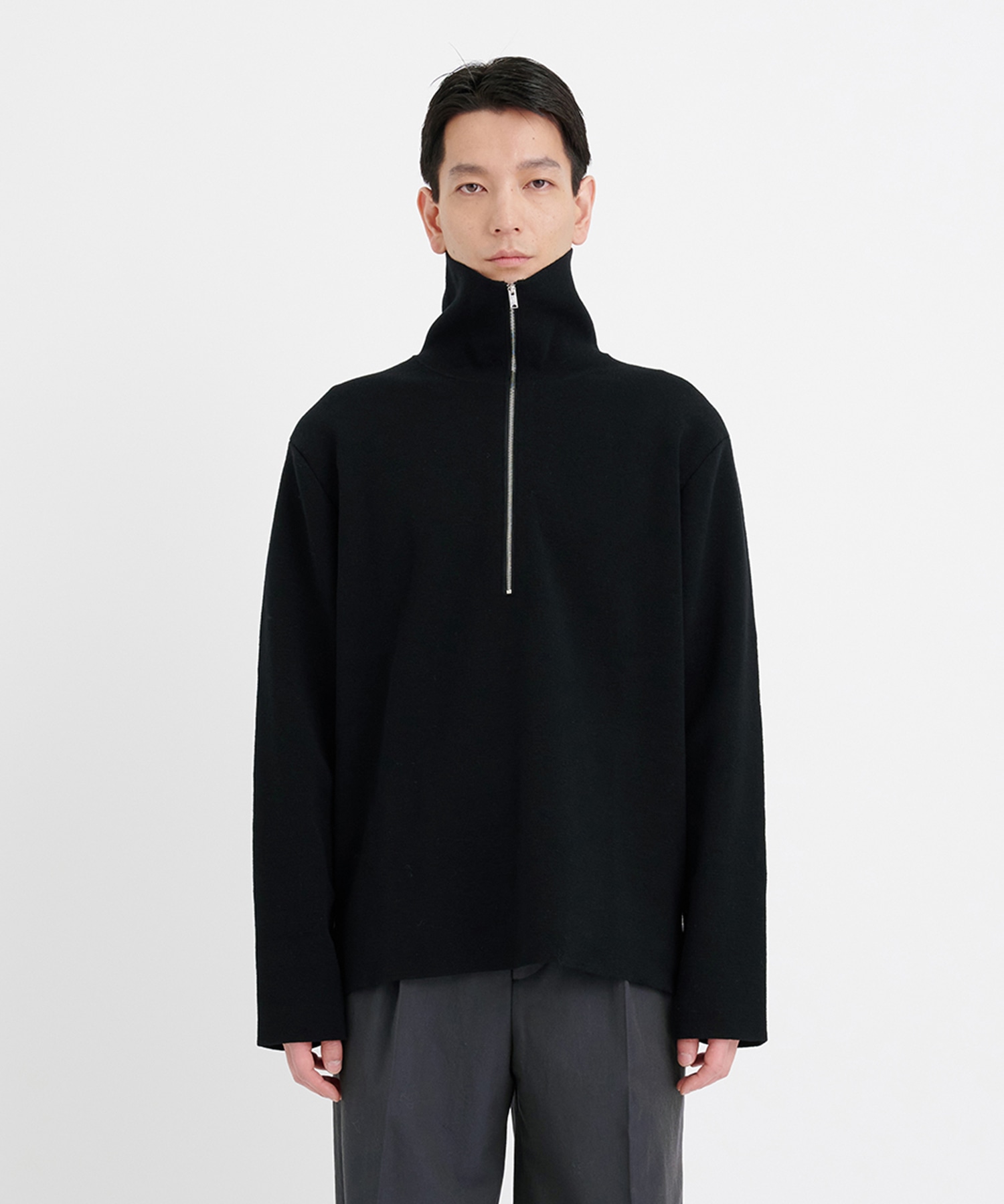 Big Collar Half Zip Sweater | THE TOKYO