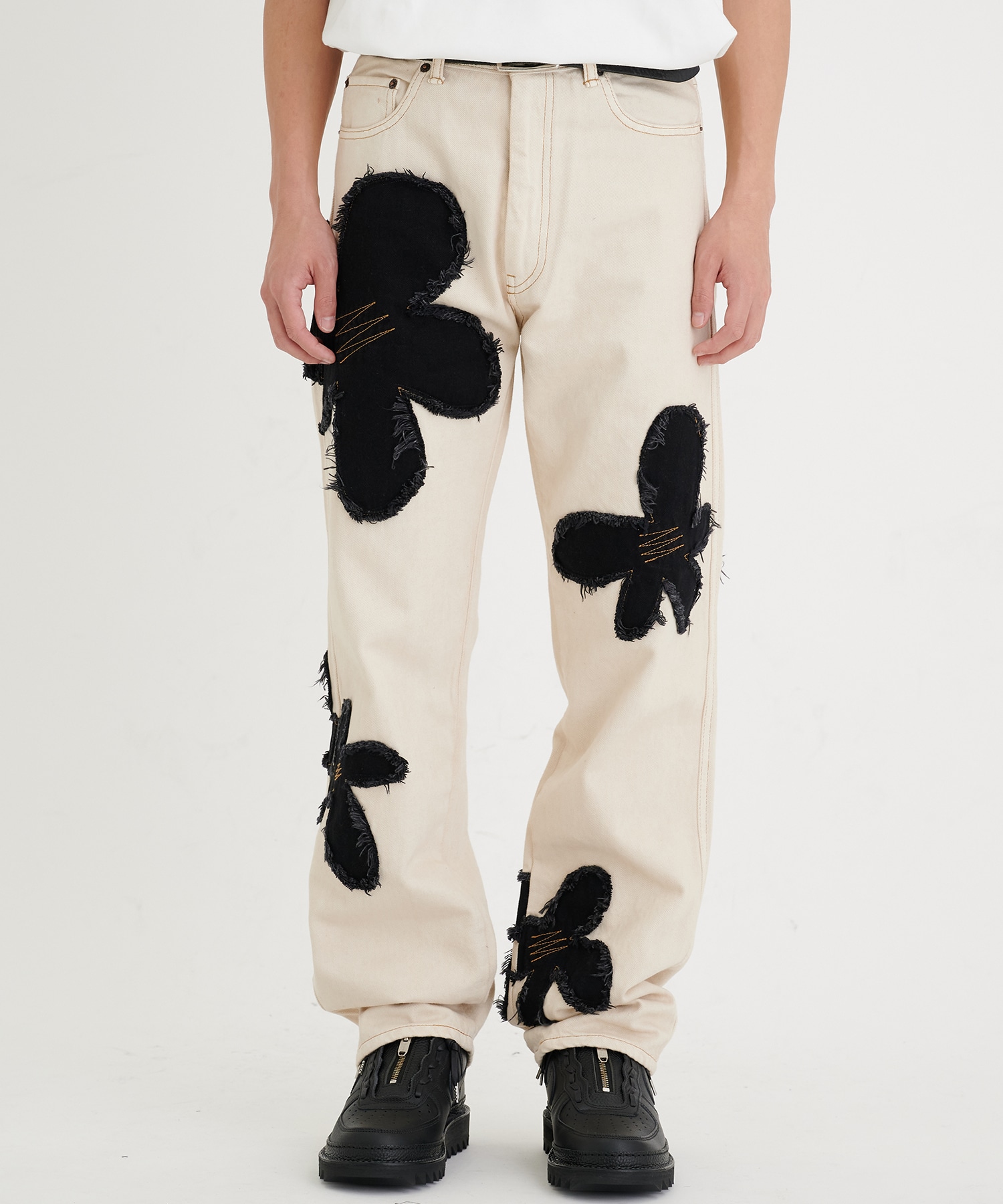 Flower pattern denim pants ｜ KHOKI