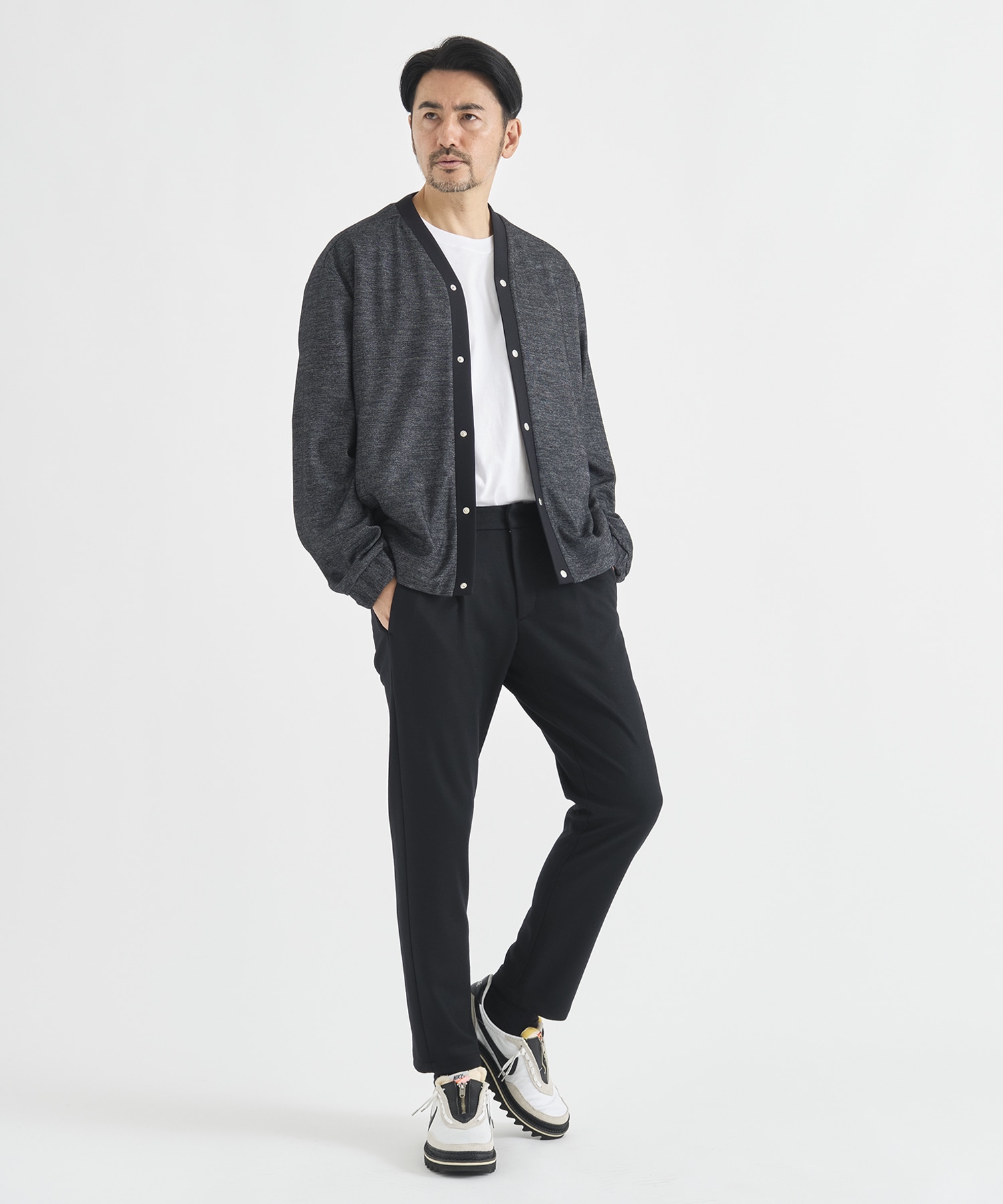 Washable Tweedy Jersey Snap Cardigan THE TOKYO