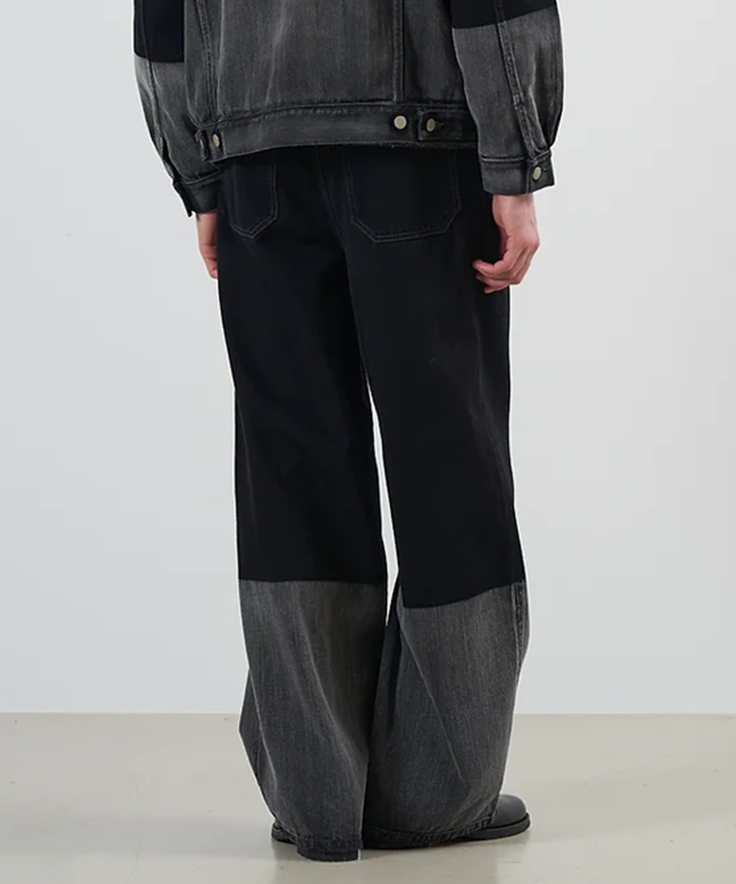 LASER PROCESSED DENIM WIDE-LEG BUGGY PANTS YOKE