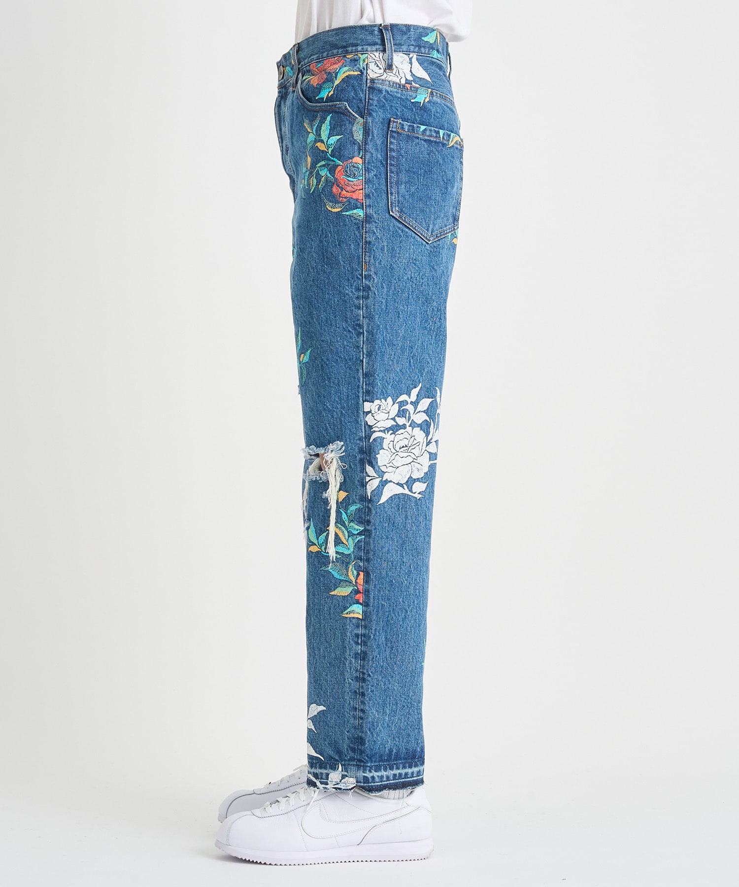 Flower Pattern Straight Denim Pants BED J.W. FORD