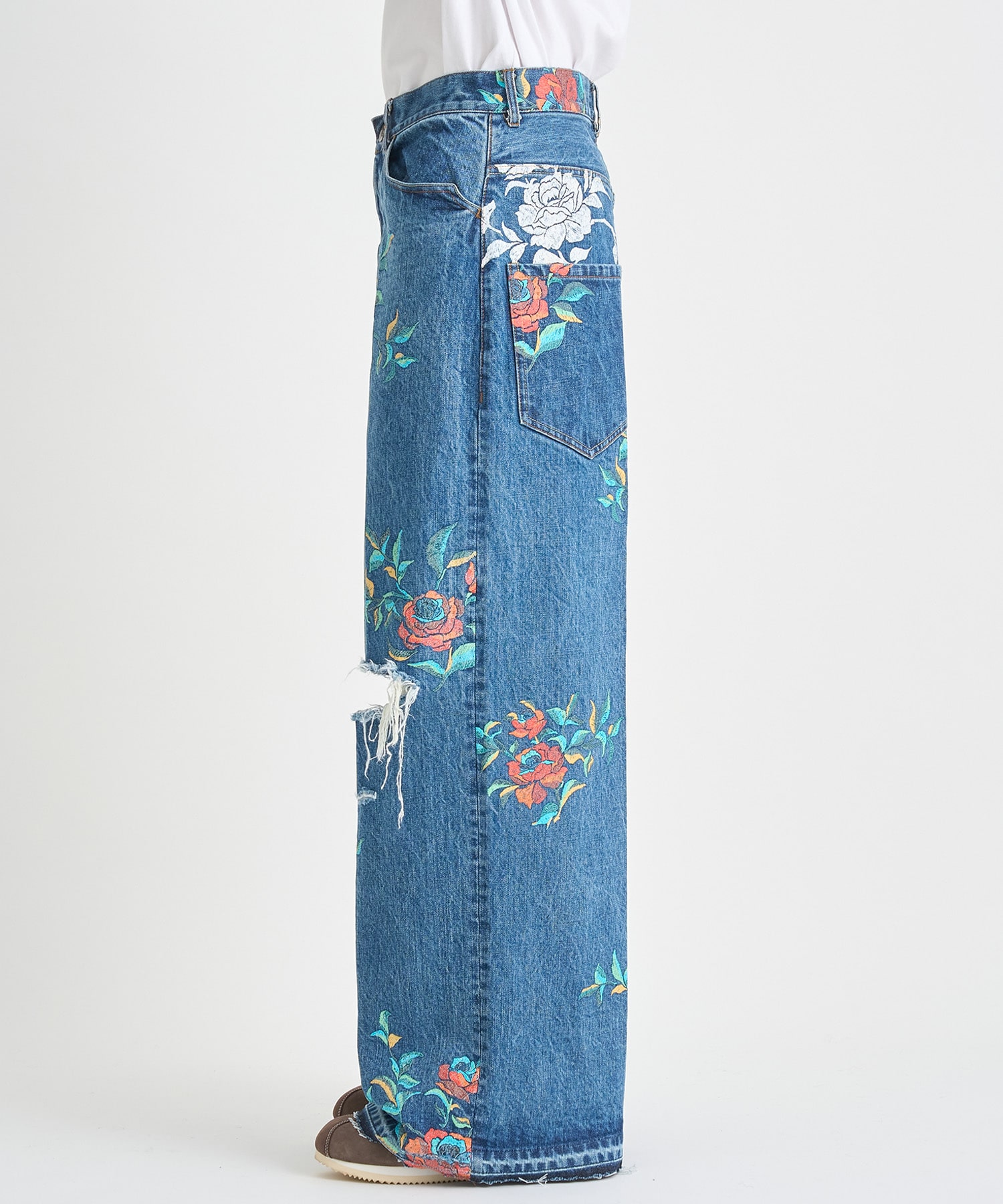 Flower Pattern Denim Wide Pants BED J.W. FORD