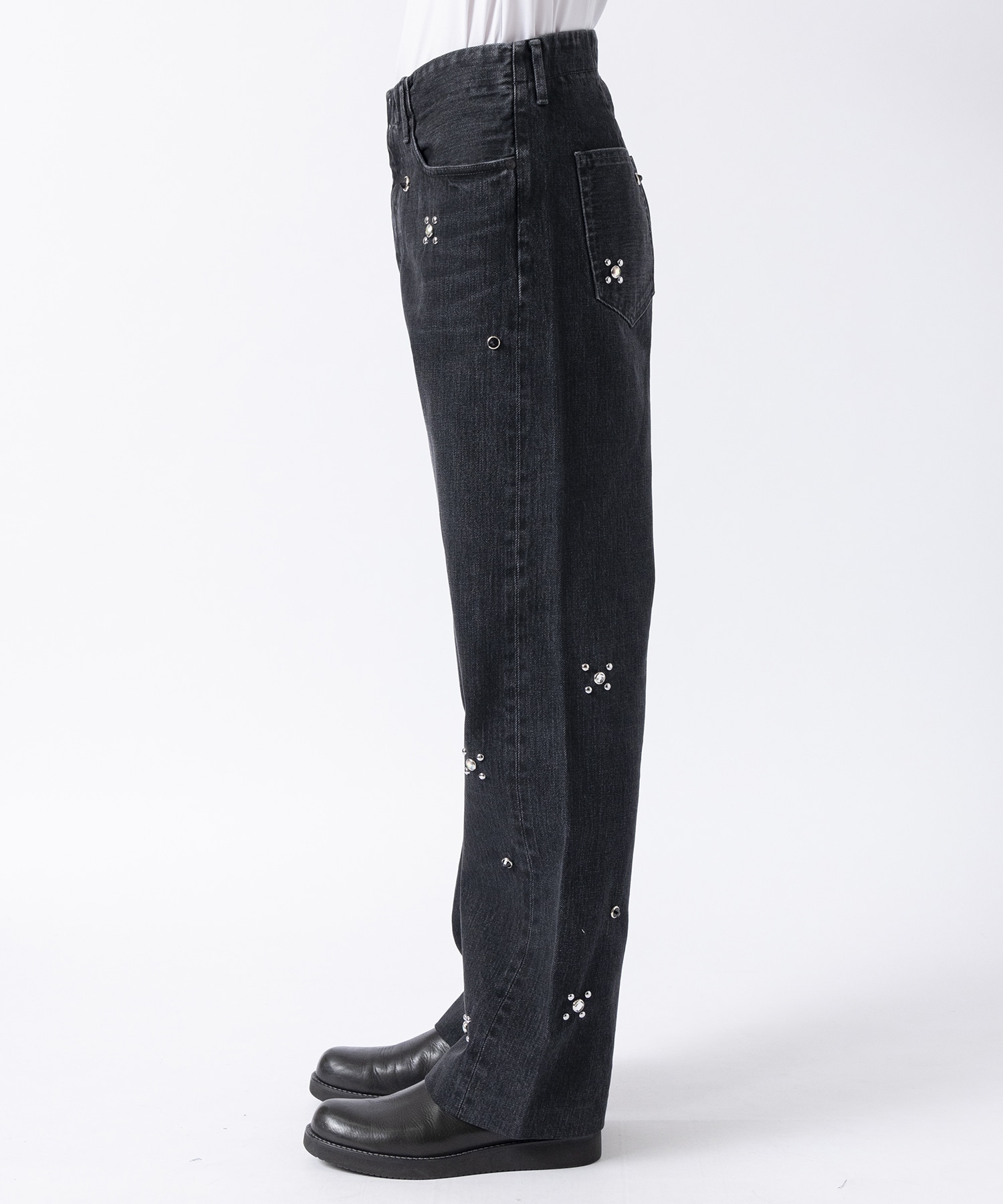 STRAIGHT JEAN TROUSERS BLACK & SILVER STARS TANAKA