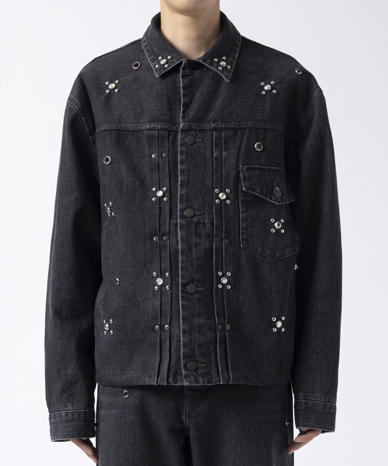 THE JEAN JACKET BLACK & SILVER STARS TANAKA