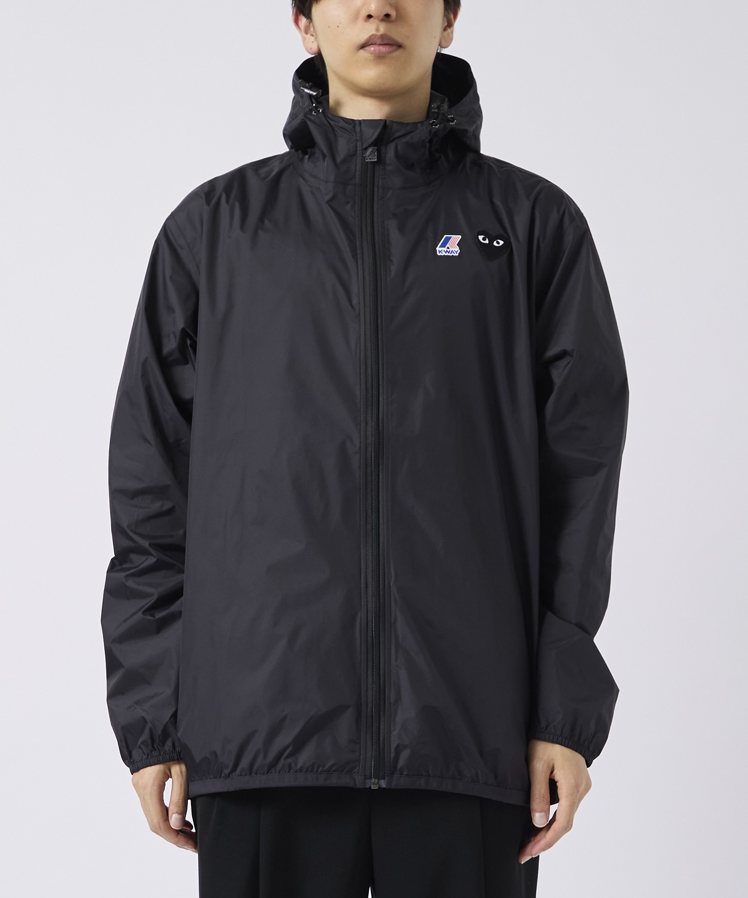 AZ-J507-051 K-WAY FULL ZIP JACKET BLACK EMBLEM PLAY COMME des GARCONS