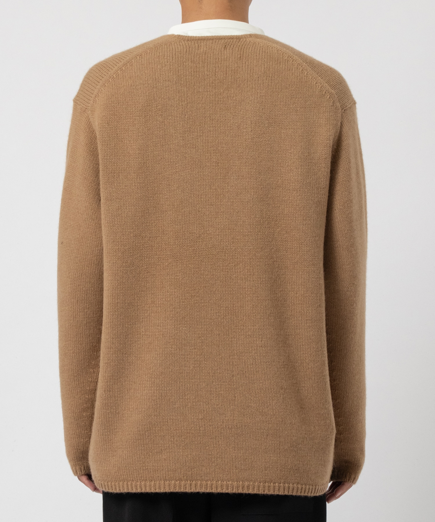 Natural camel Deep V-neck sweater walenode