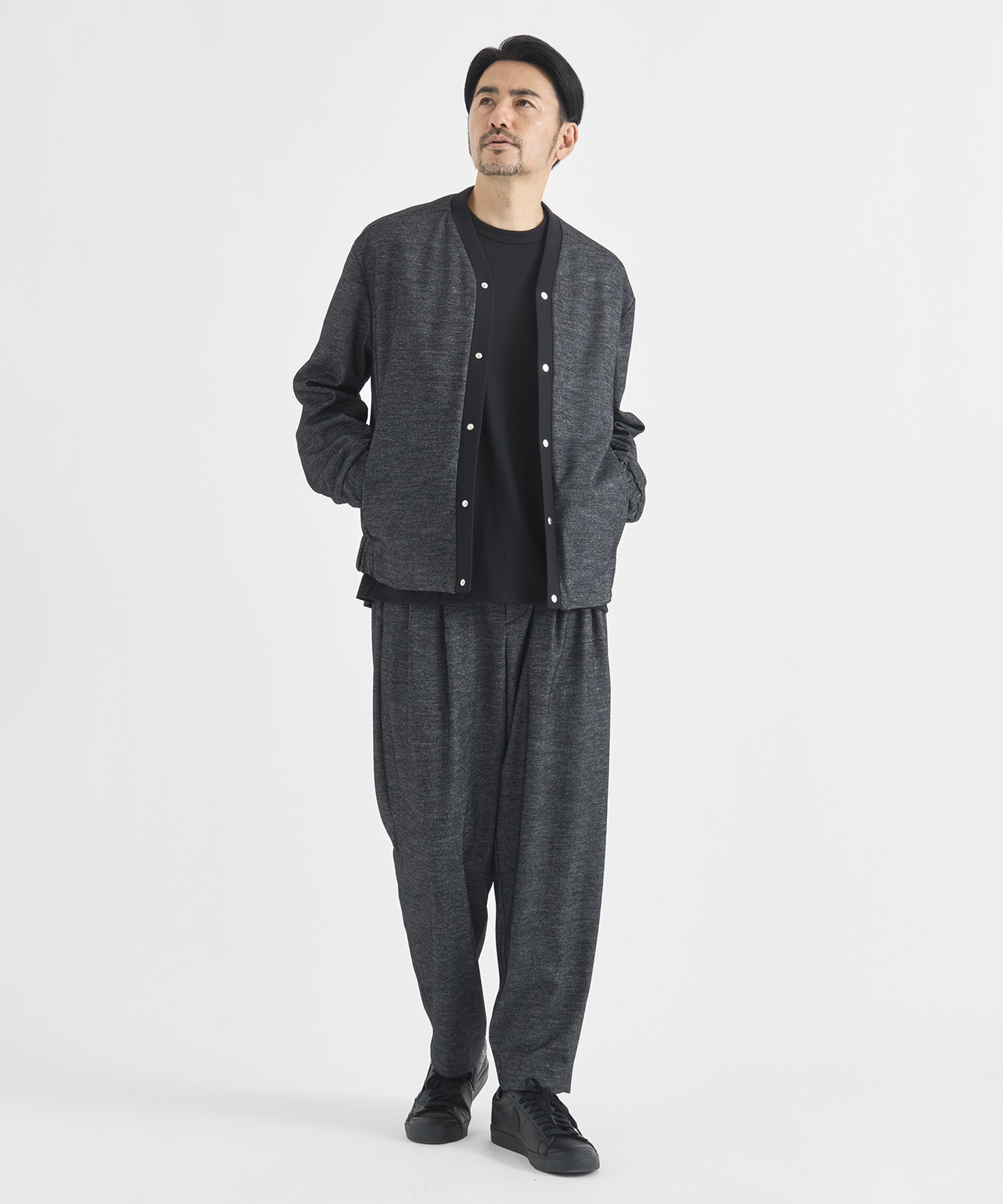 Washable Tweedy Jersey Wide Tapered Pants THE TOKYO