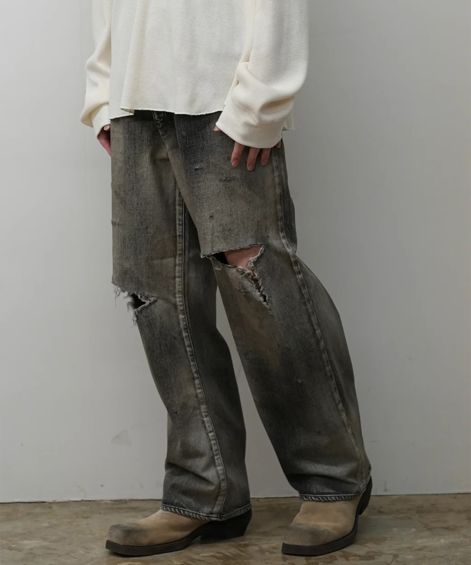 CRASH MIDDLE STRAIGHT 5P DENIM PANTS ANCELLM